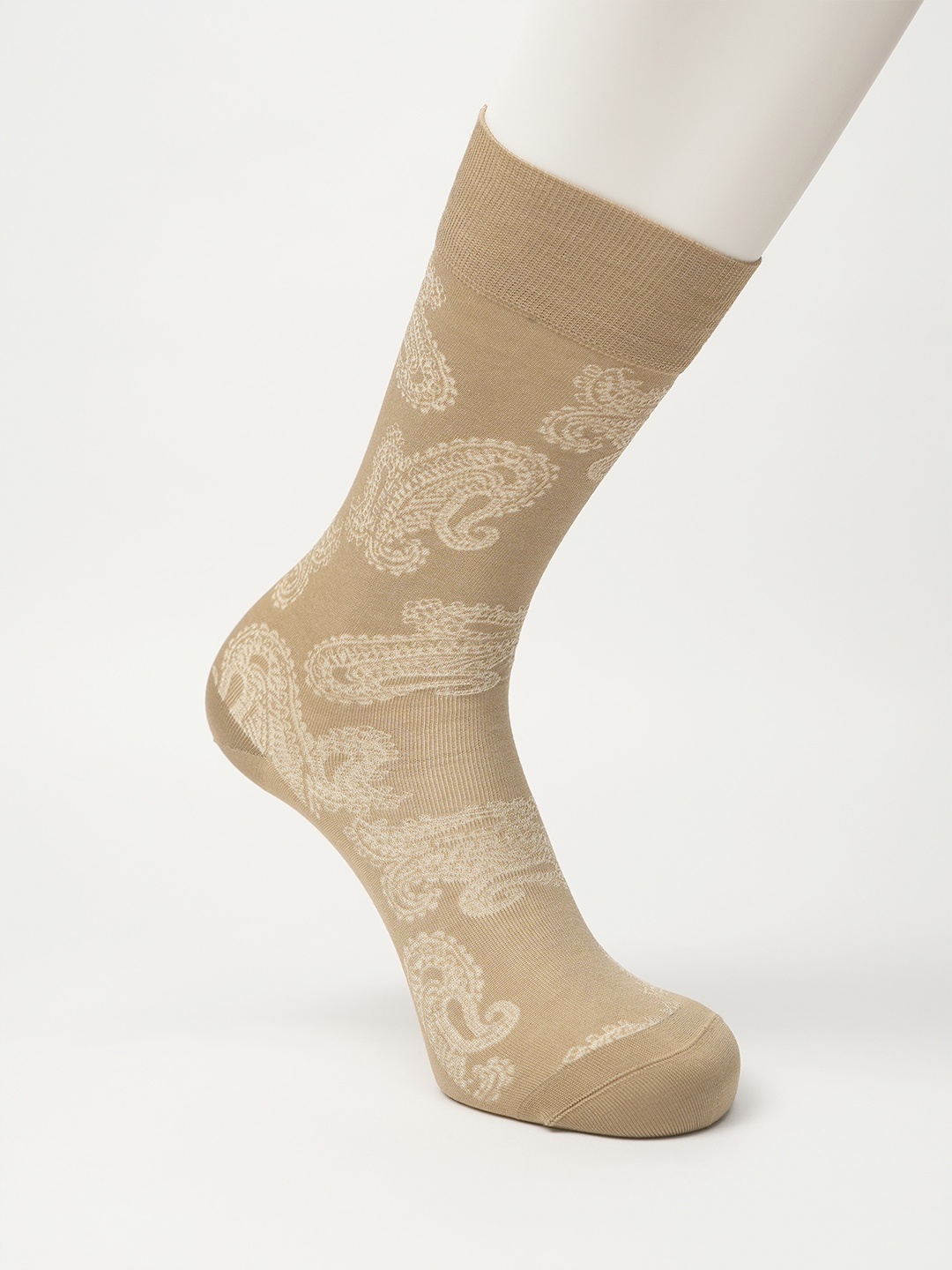 

Theater Men Patterned Calf Length Socks, Beige