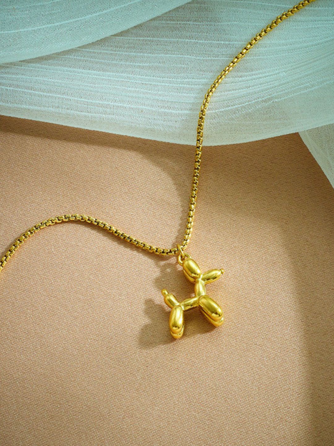 

AQUASTREET 18K Gold Plated Antitarnish Waterproof Balloon Dog Pendant Necklace