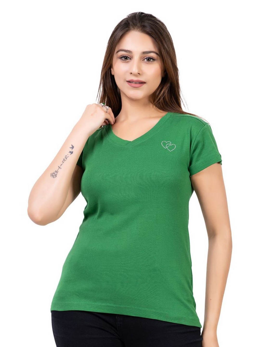 

ARIIX Women V-Neck Slim Fit T-shirt, Green