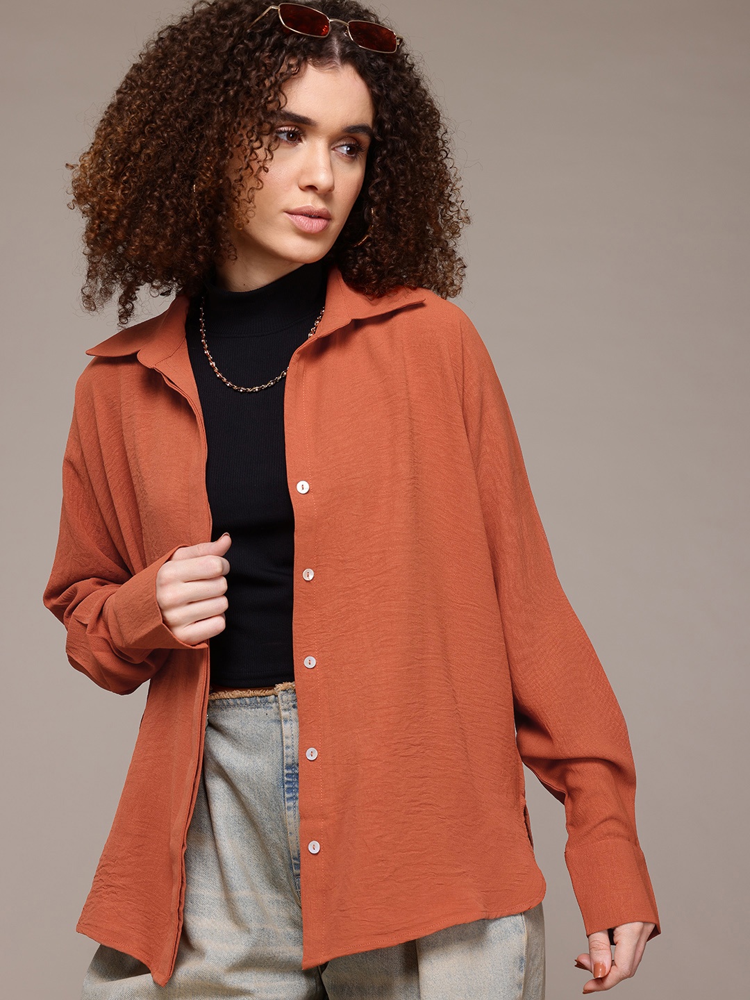 

Roadster Women Oversized Casual Shirt, Rust