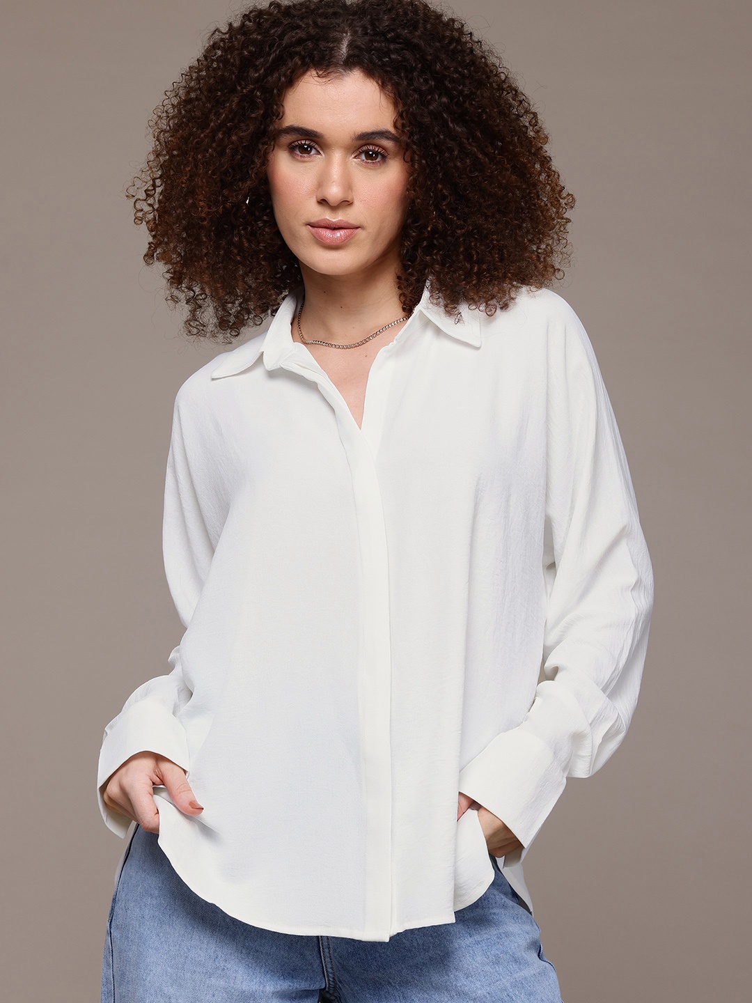 

Roadster Women Oversized Casual Shirt, White