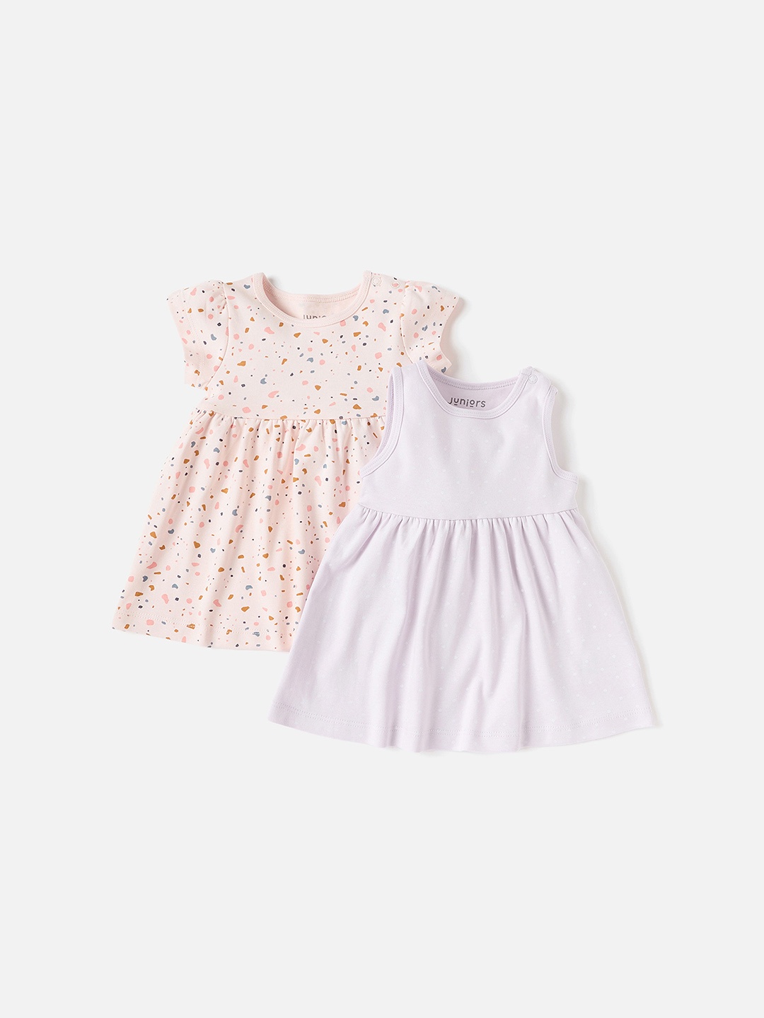 

Juniors by Babyshop Pack Of 2 Cotton Fit and Flare Dress, Peach