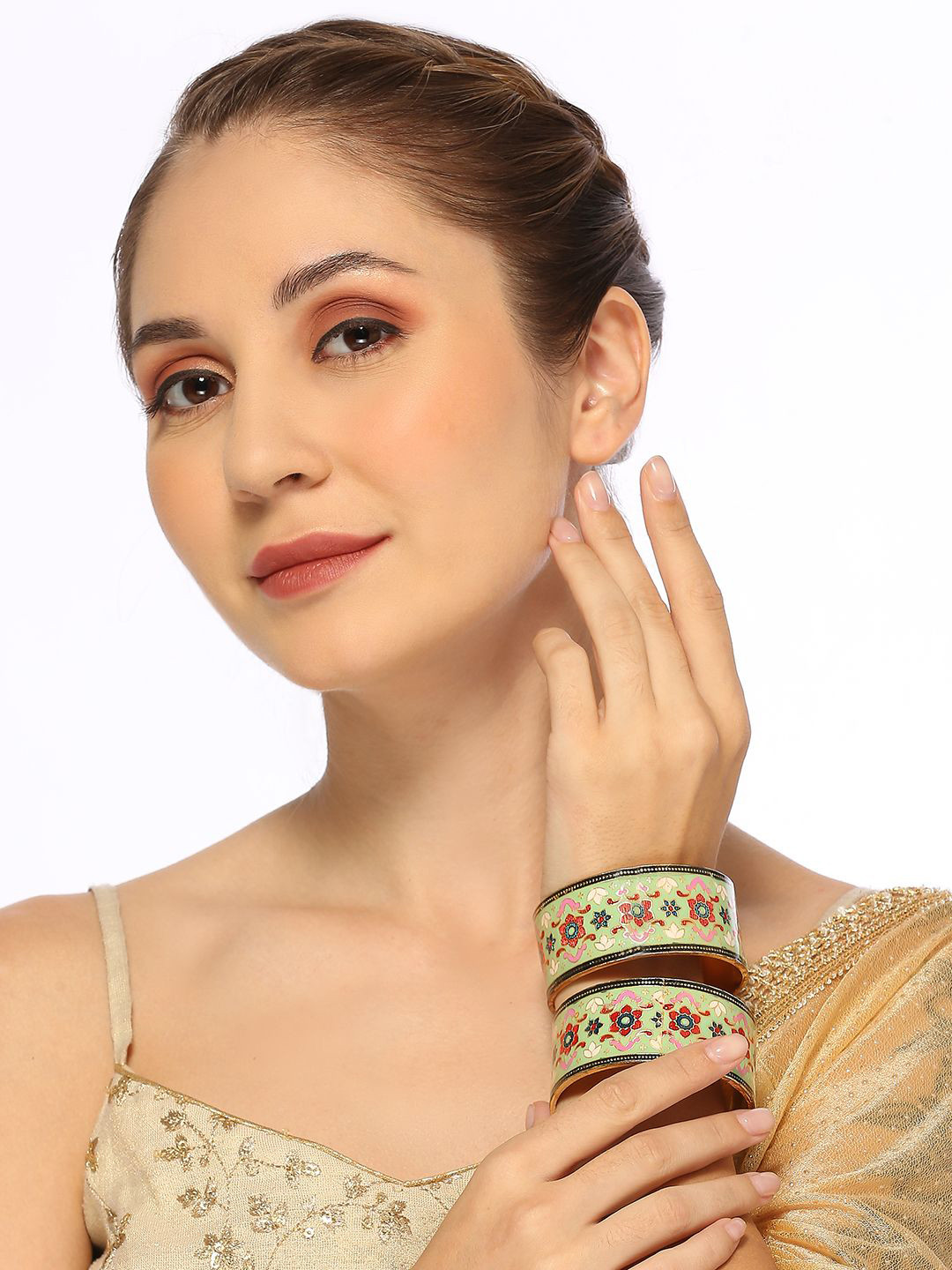 

Anouk Set Of 2 Meenakari Bangles, Gold