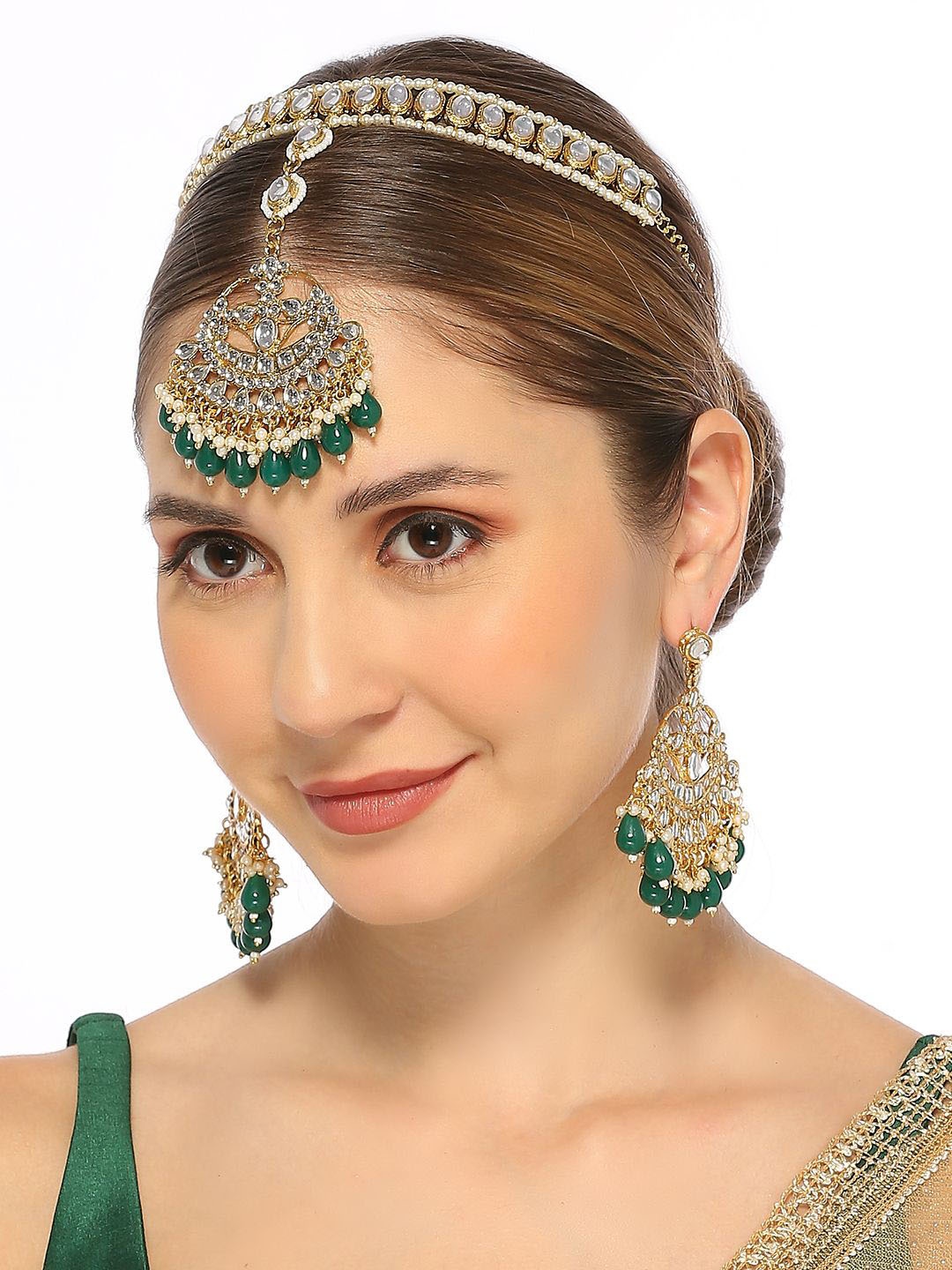 

Anouk Kundan-Studded & Beaded Jewellery Set, Gold