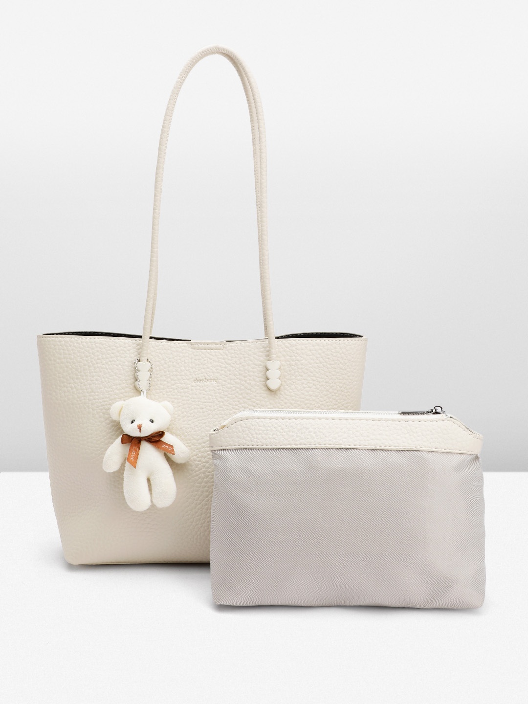 

DressBerry Structured Shoulder Bag with Pouch, Off white