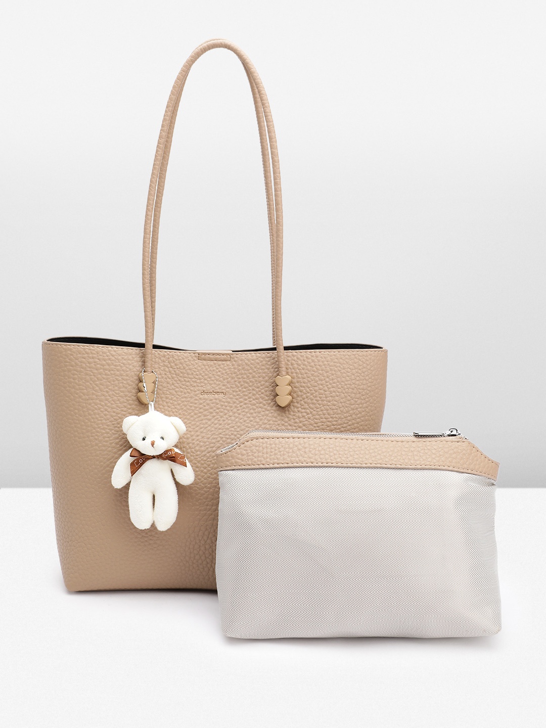 

DressBerry Structured Shoulder Bag with Pouch, Beige