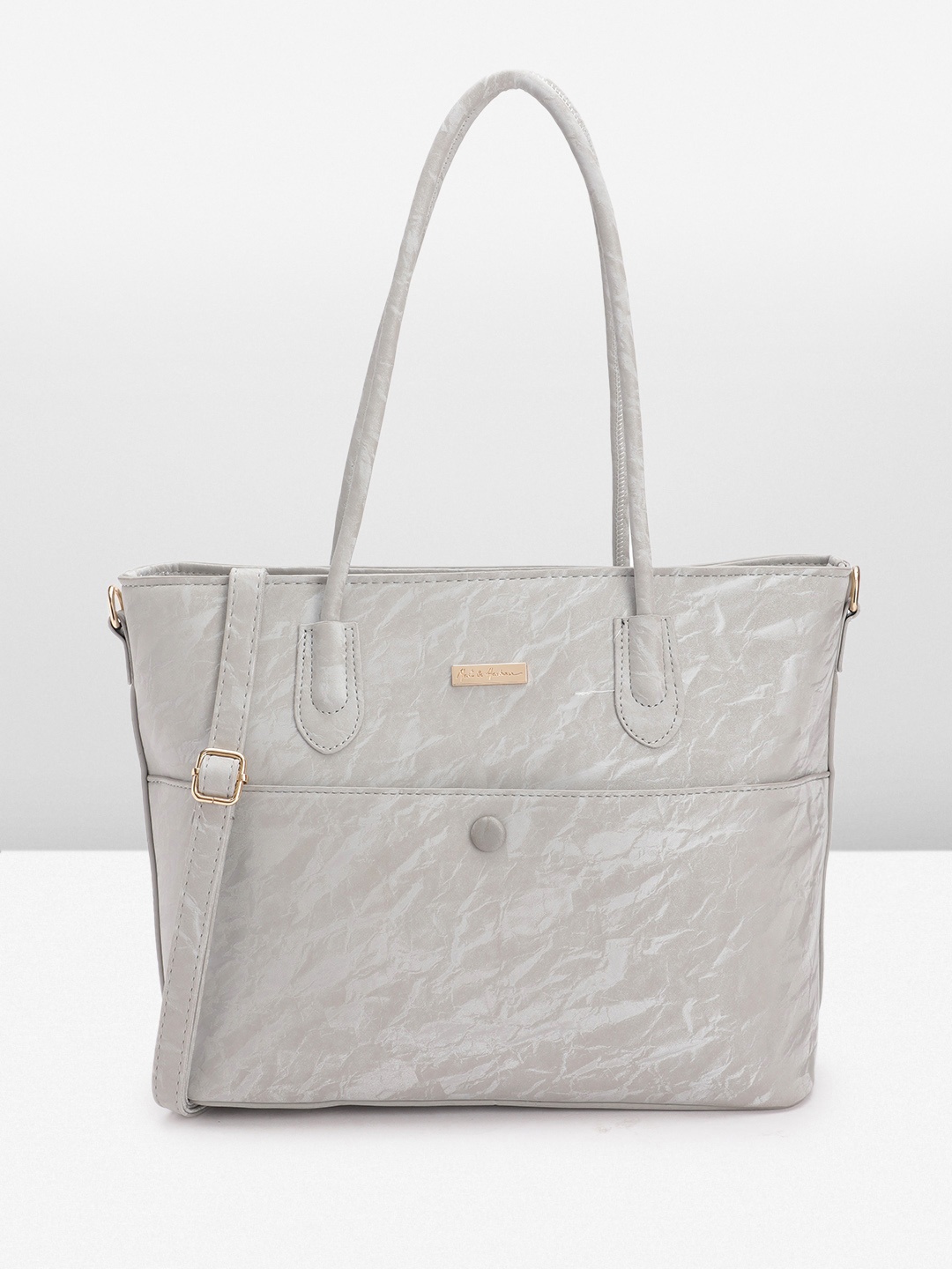 

Mast & Harbour Structured Printed Handheld Bag, Silver