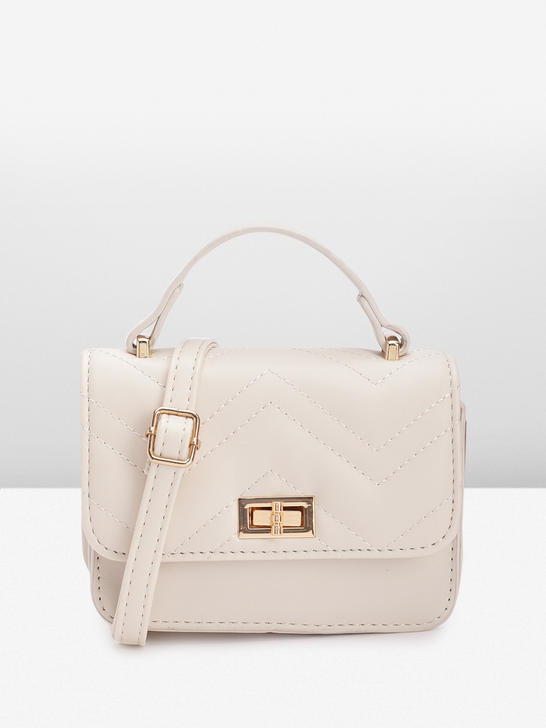 

Mast & Harbour Structured Quilted Satchel Bag, Beige