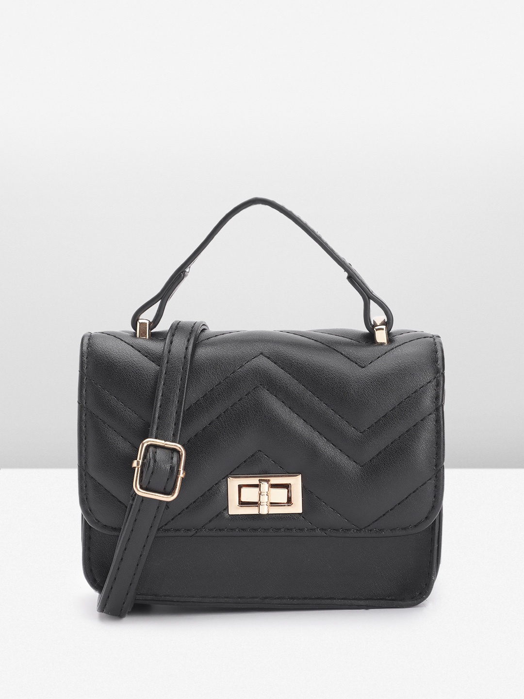 

Mast & Harbour Structured Quilted Satchel Bag, Black