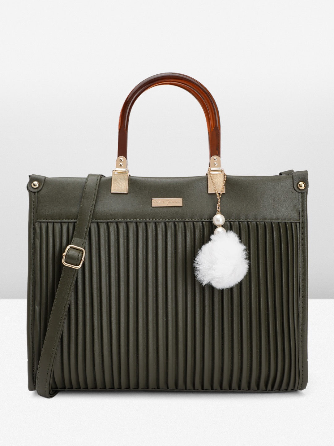 

Mast & Harbour Structured Pleated Handheld Bag, Olive