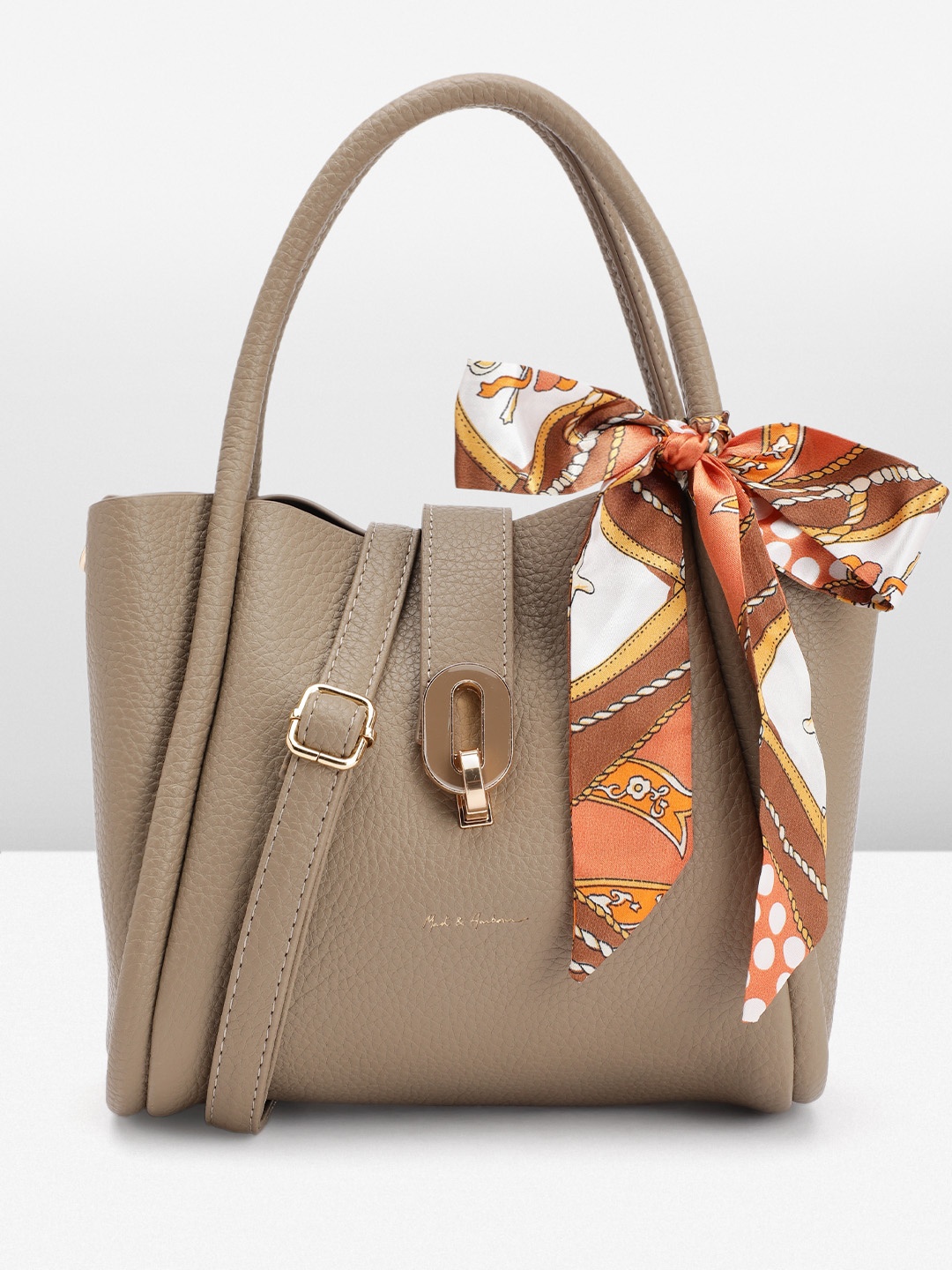

Mast & Harbour Structured Handheld Bag with Scarf, Brown