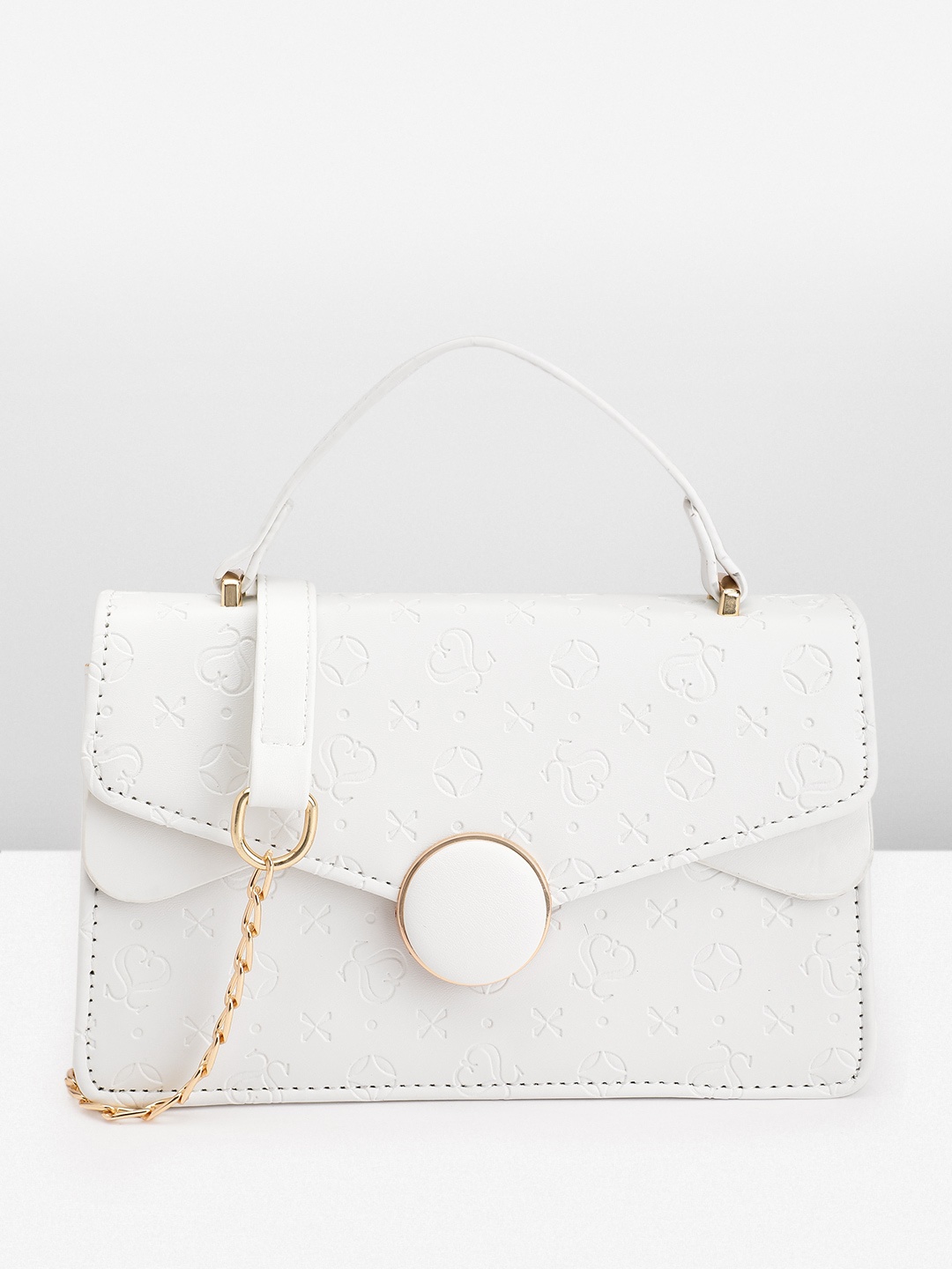 

Mast & Harbour Floral Textured Structured Satchel, White