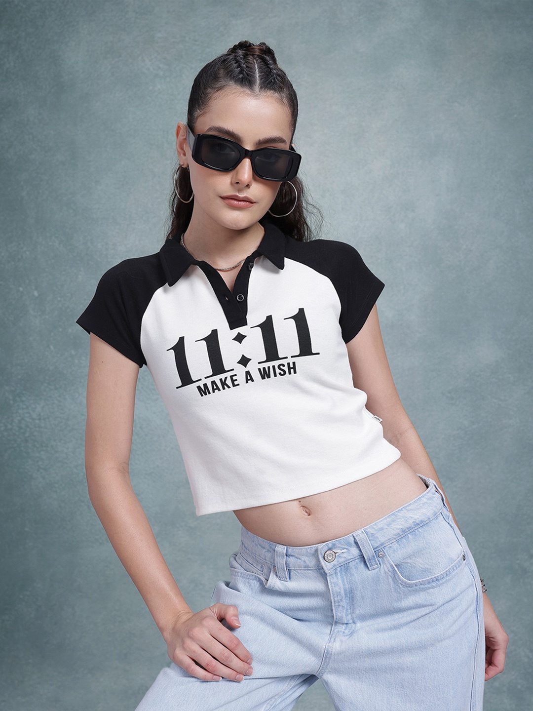 

The Roadster Life Co. Typography Print Polo Collar Monochrome T-shirt, White
