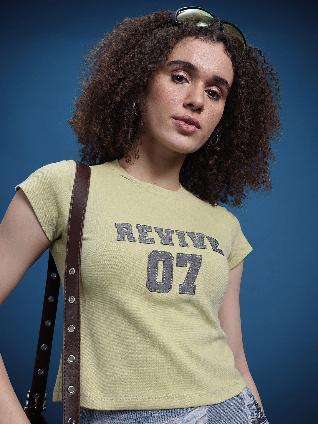 

The Roadster Life Co. Typography Applique Crop T-shirt, Green