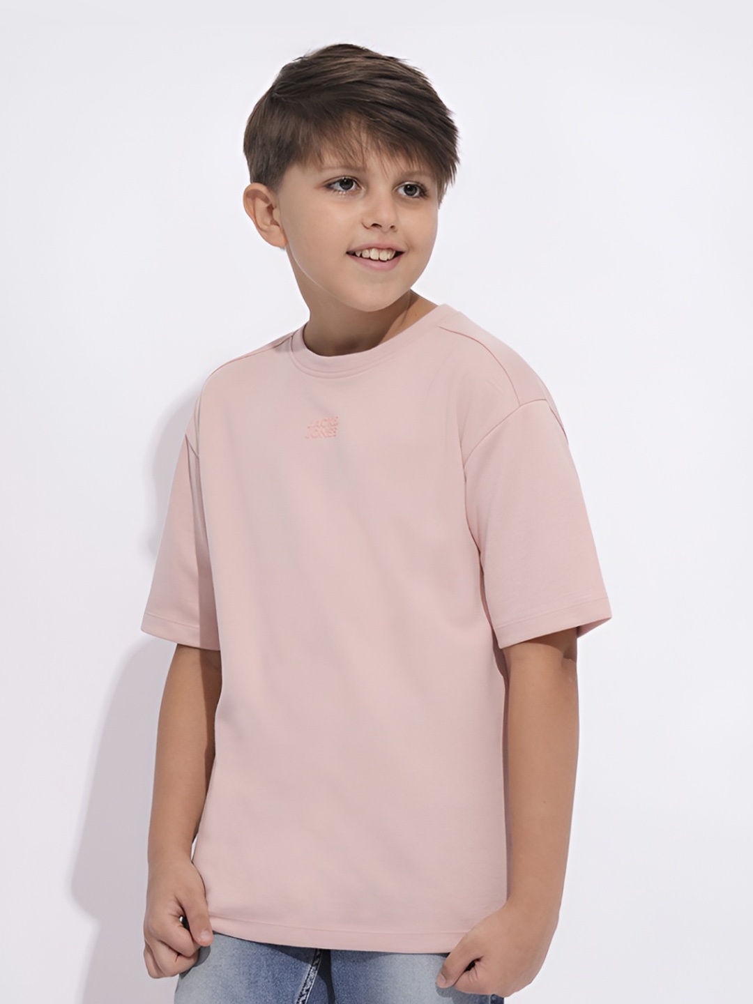 Jack & Jones Junior Boys Typography Printed Pockets T-shirt, Pink