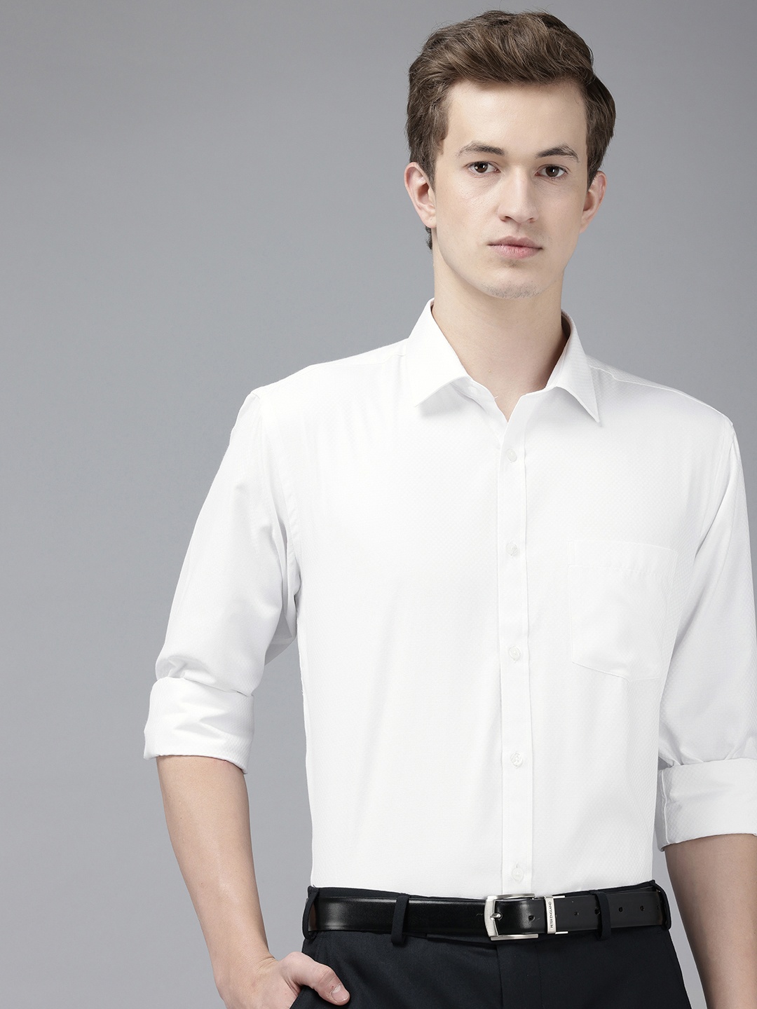 

Park Avenue Slim Fit Textured Formal Shirt, White