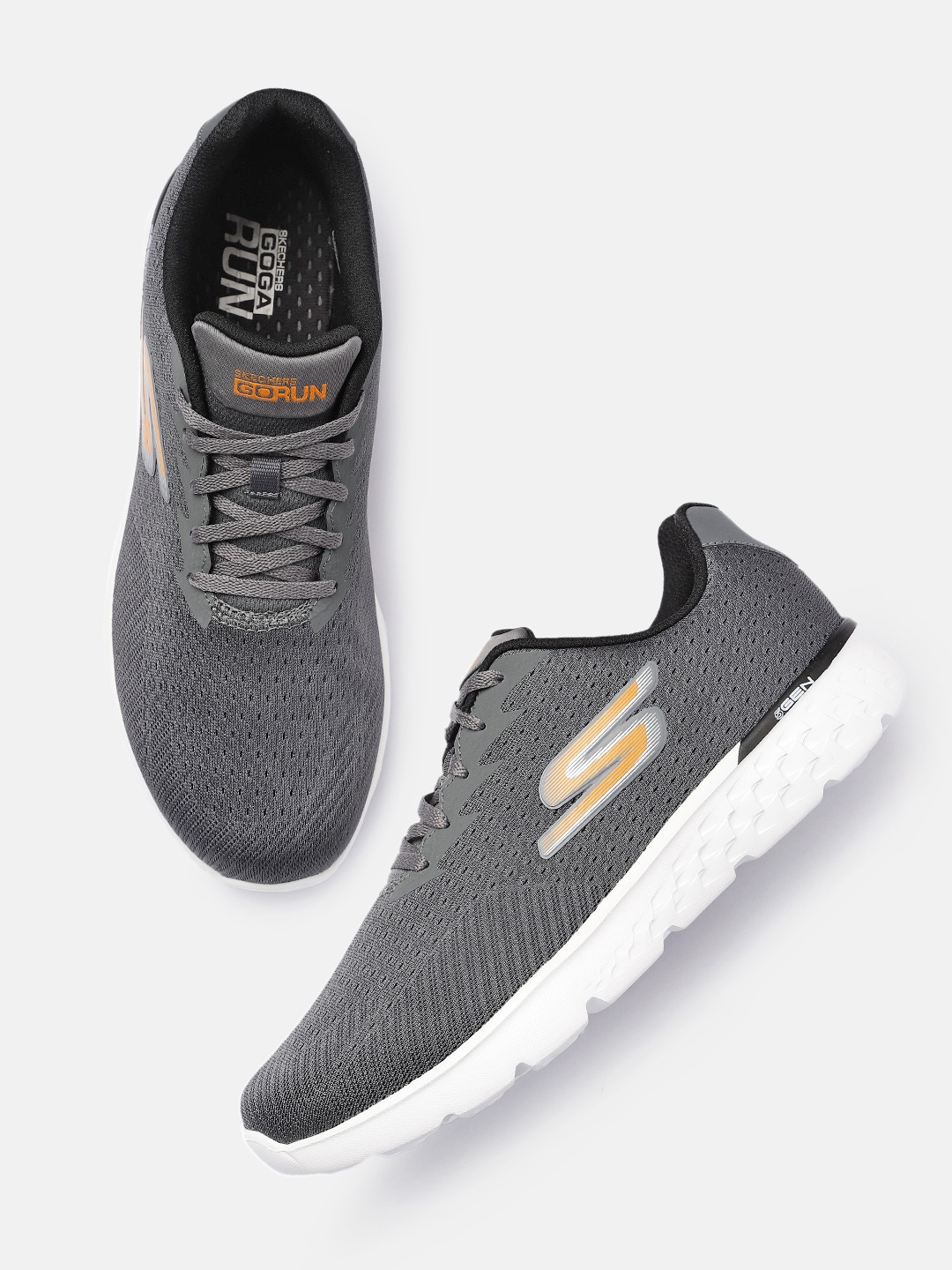 

Skechers Men Mesh Running Non-Marking Shoes, Charcoal