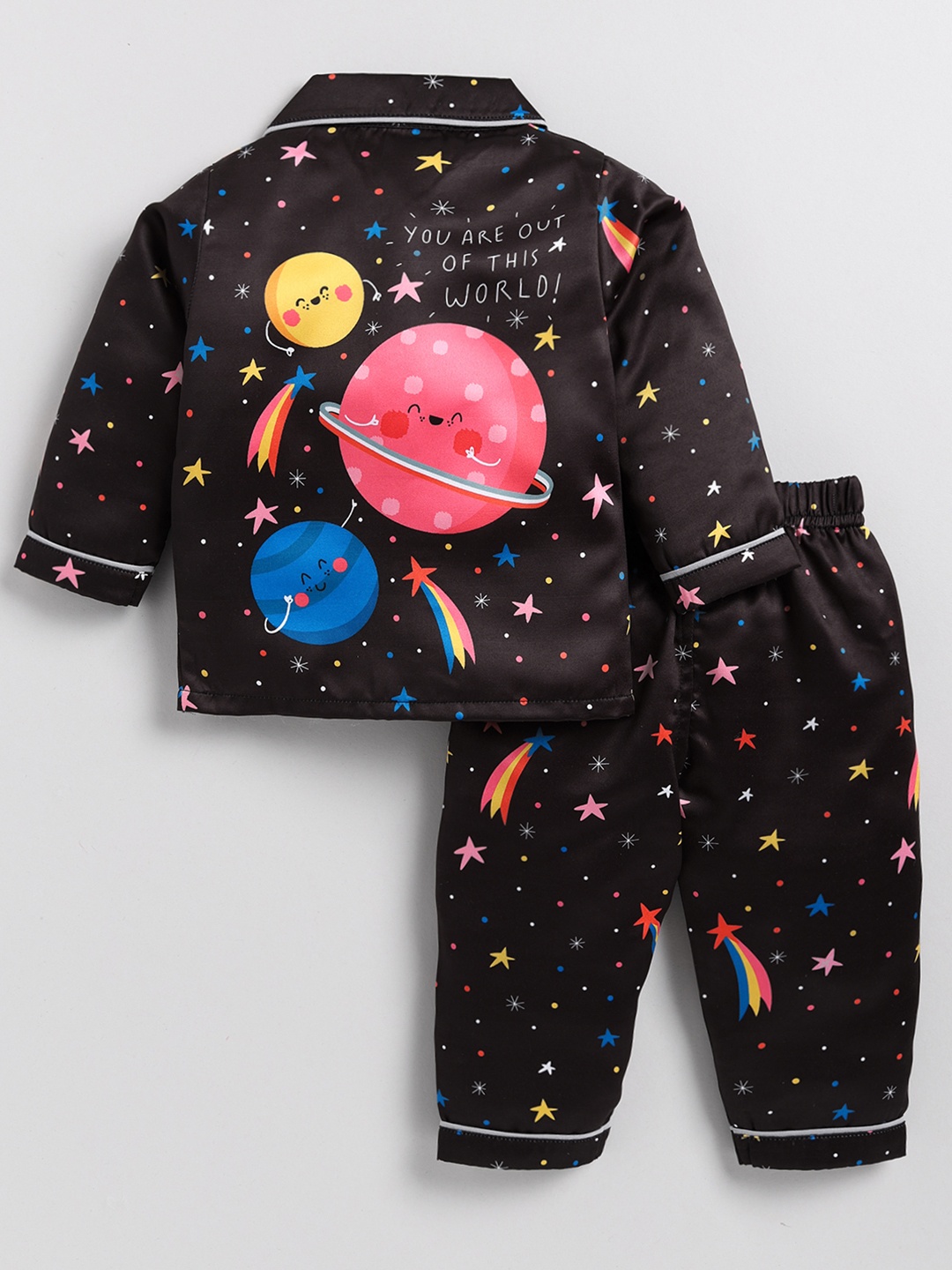 

Clt.s Kids Graphic Printed Shirt & Pyjamas Night suit, Brown