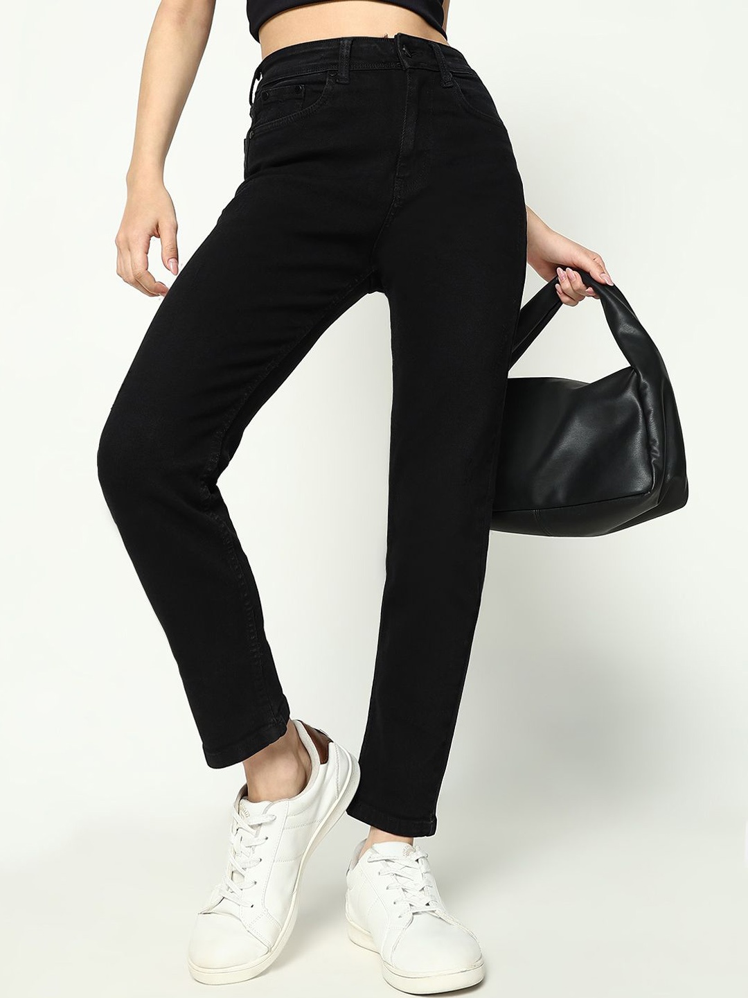

SHOWOFF Women Cotton Comfort Slim Fit Acid Wash Stretchable Jeans, Black