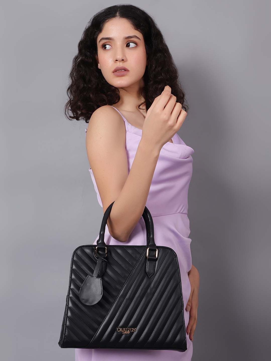 

Carlton London Quilted Handheld Bag, Black