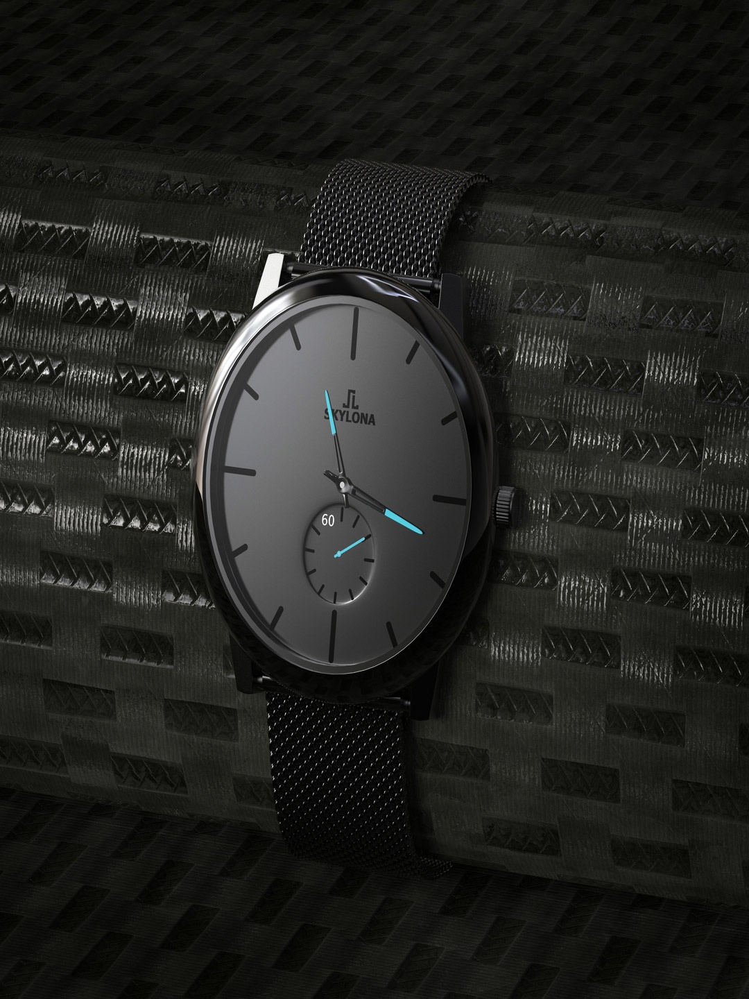 

SKYLONA Men Brass Dial & Stainless Steel Wrap Around Straps, Black