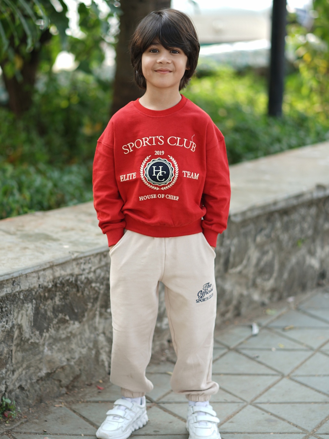 

Nap Chief Kids Sports Club Pure Cotton Embroidered Sweatshirt & Joggers, Red