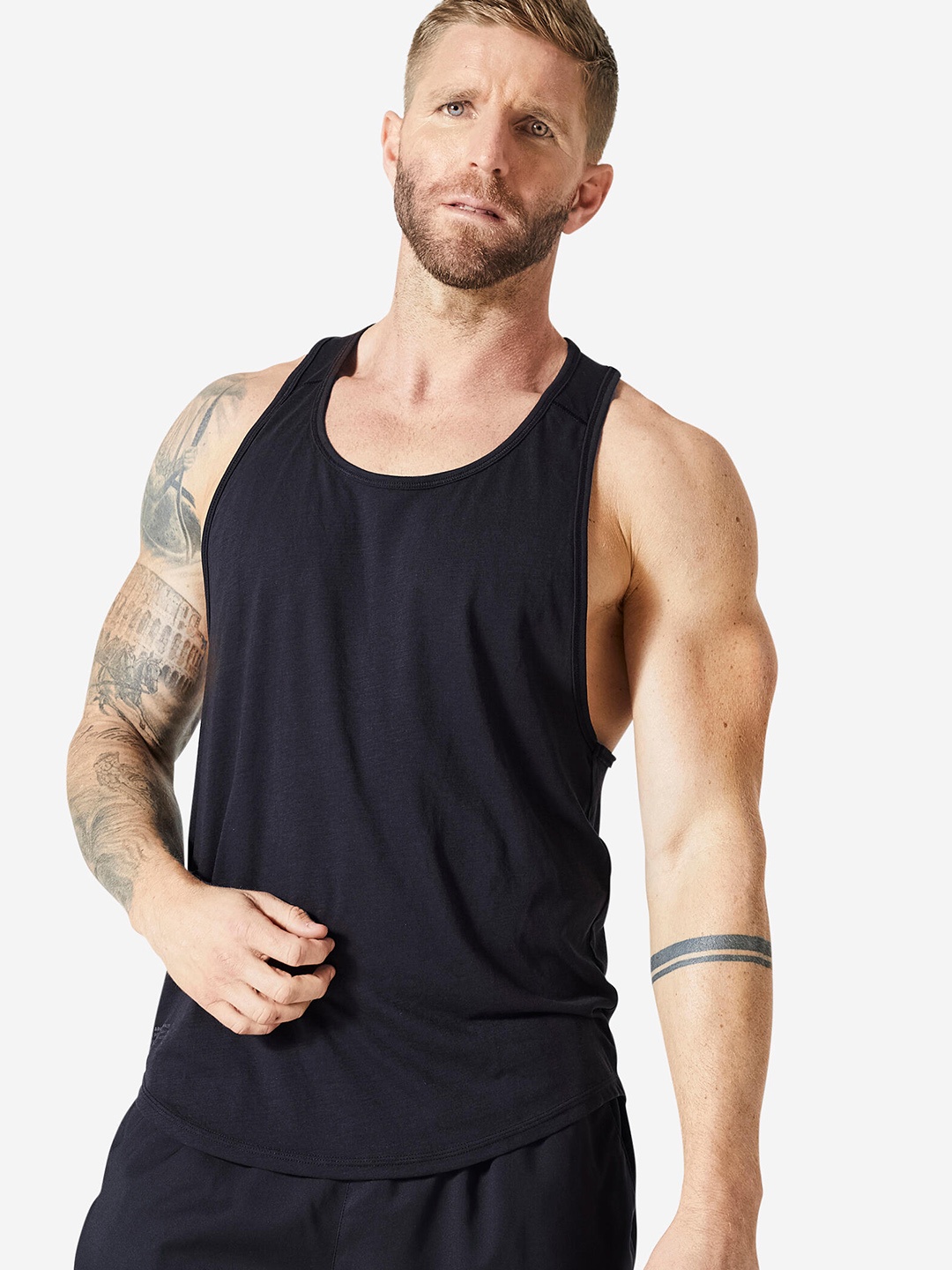 

Domyos By Decathlon Men Typography Printed Tank T-shirt, Black