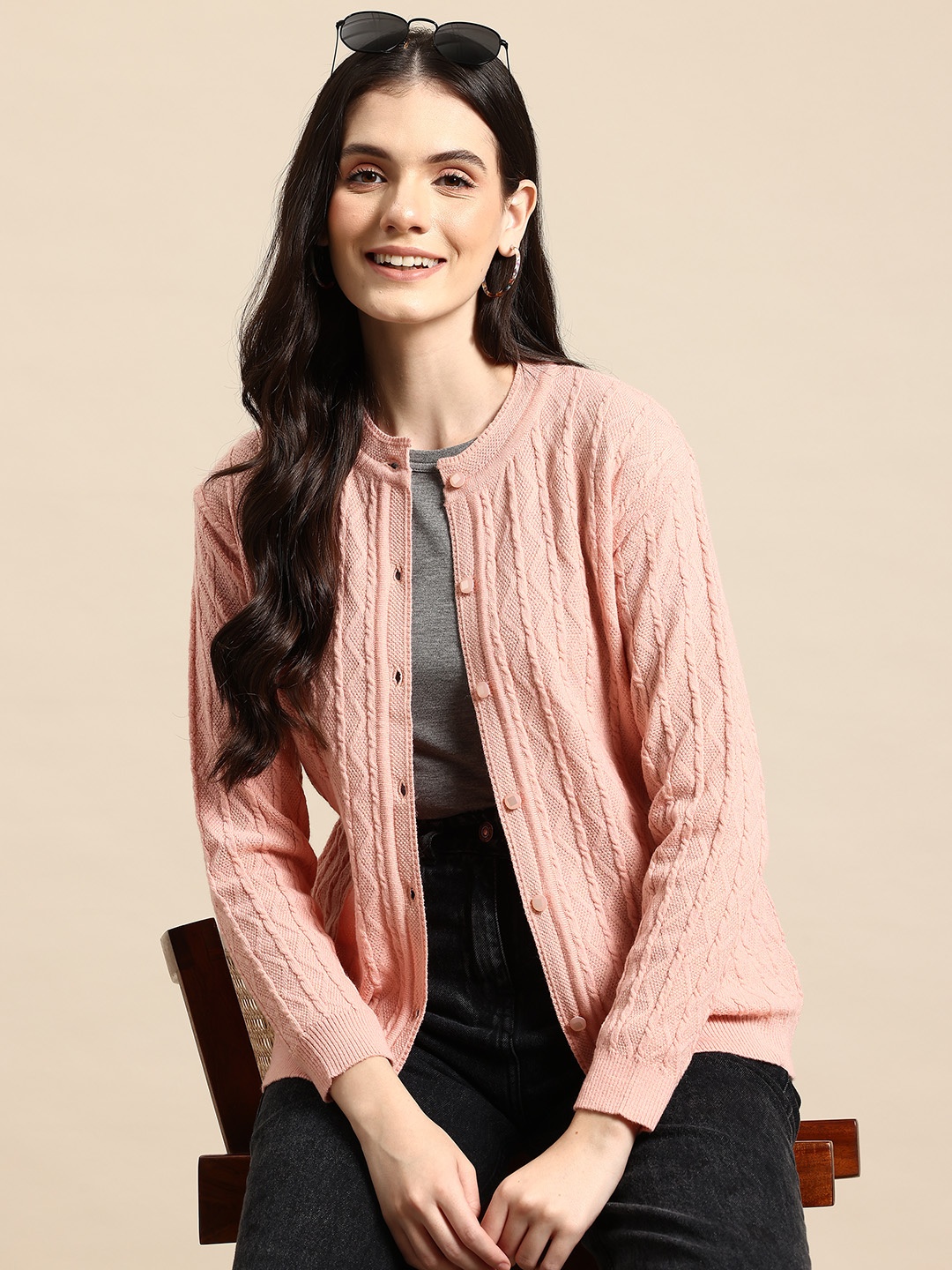 

Mast & Harbour Woollen Cardigan, Peach
