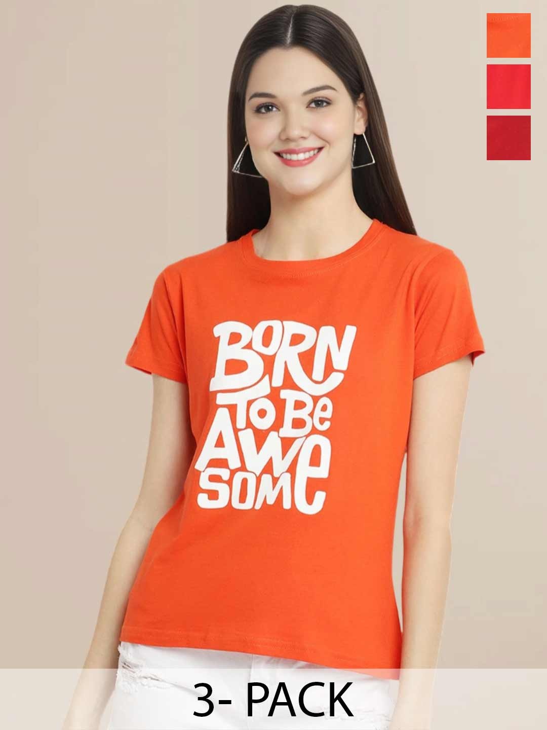 

Metronaut Women Set of 3 Printed T-shirts, Multi
