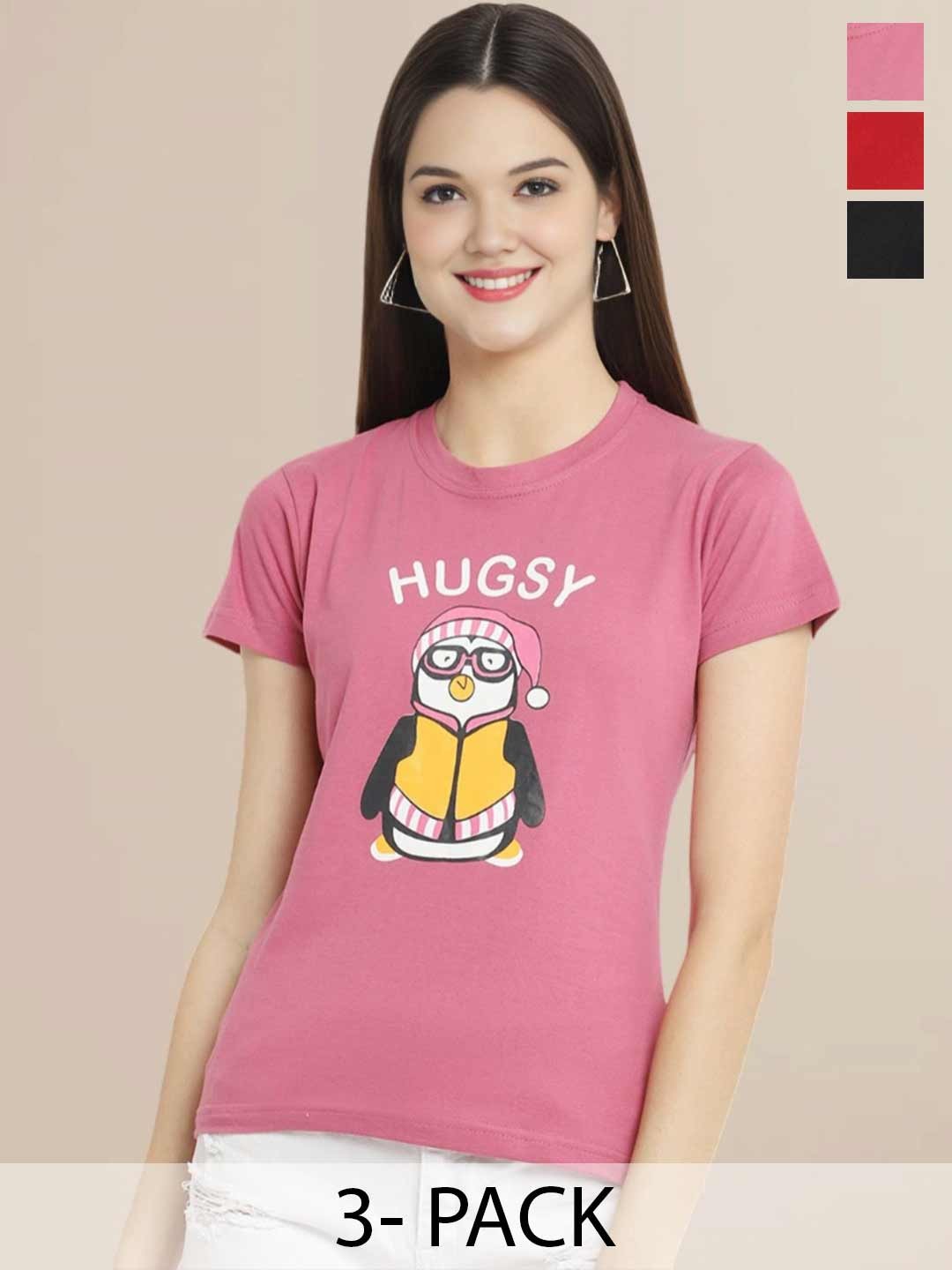 

Metronaut Set of 3 Women Printed T-shirt, Multi