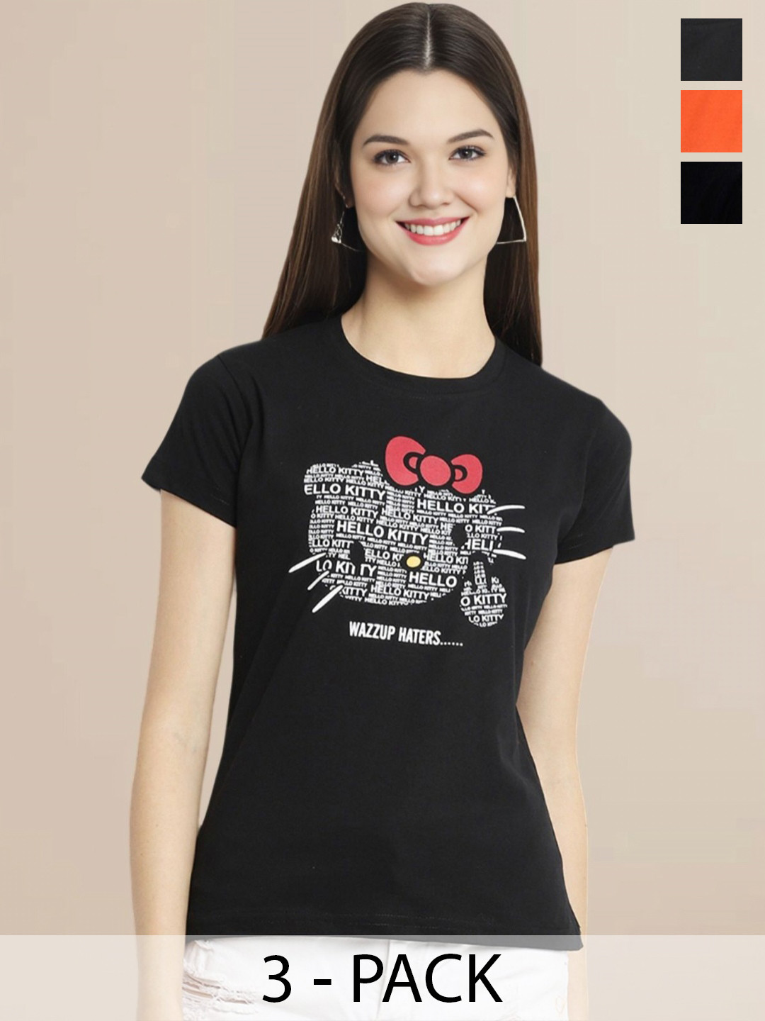 

Metronaut Pack Of 3 Printed T-shirt, Black