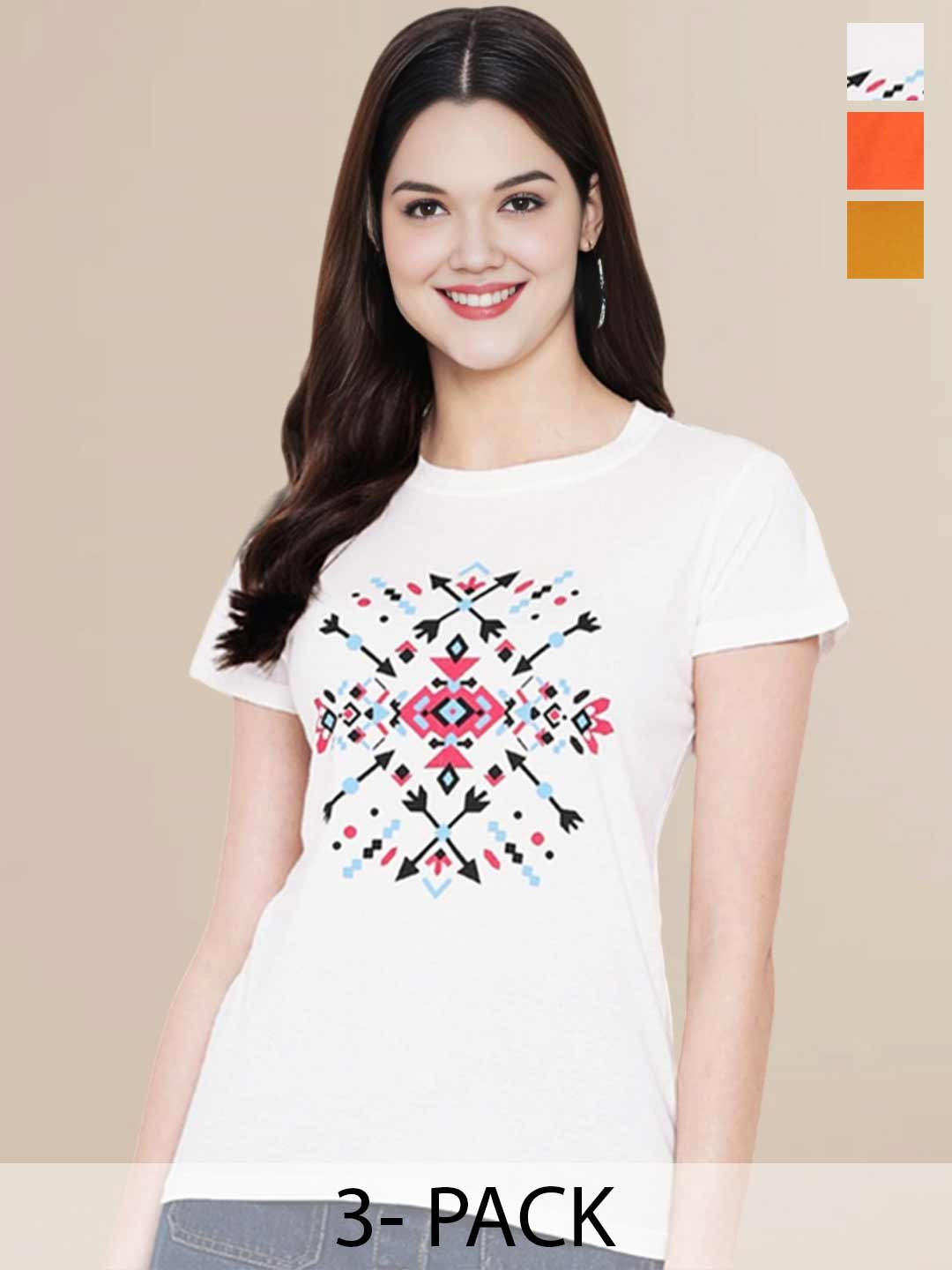 

Metronaut Women Set of 3 Printed T-shirts, Multi