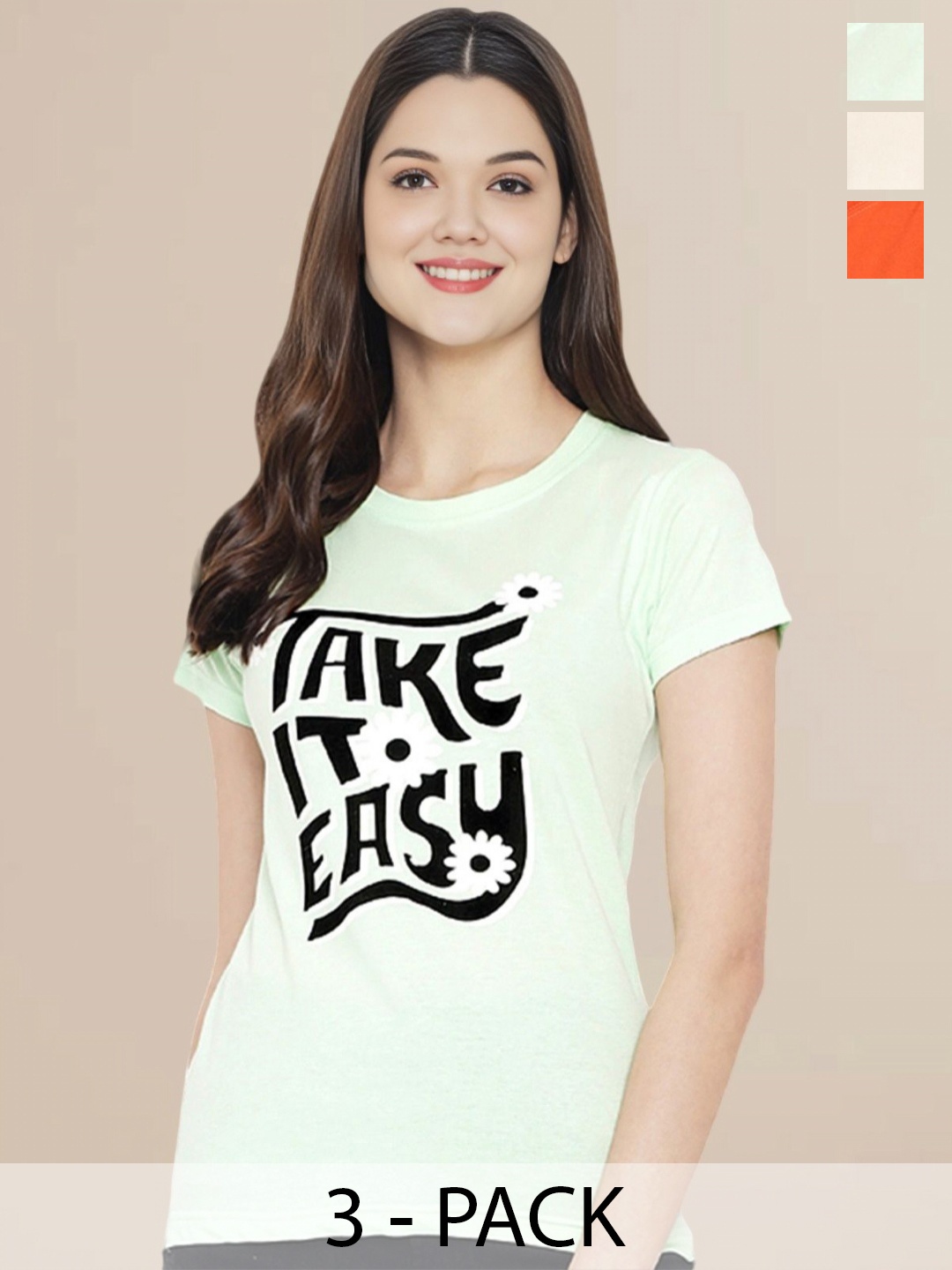 Metronaut Set of 3 Women Printed T-shirt, Multi