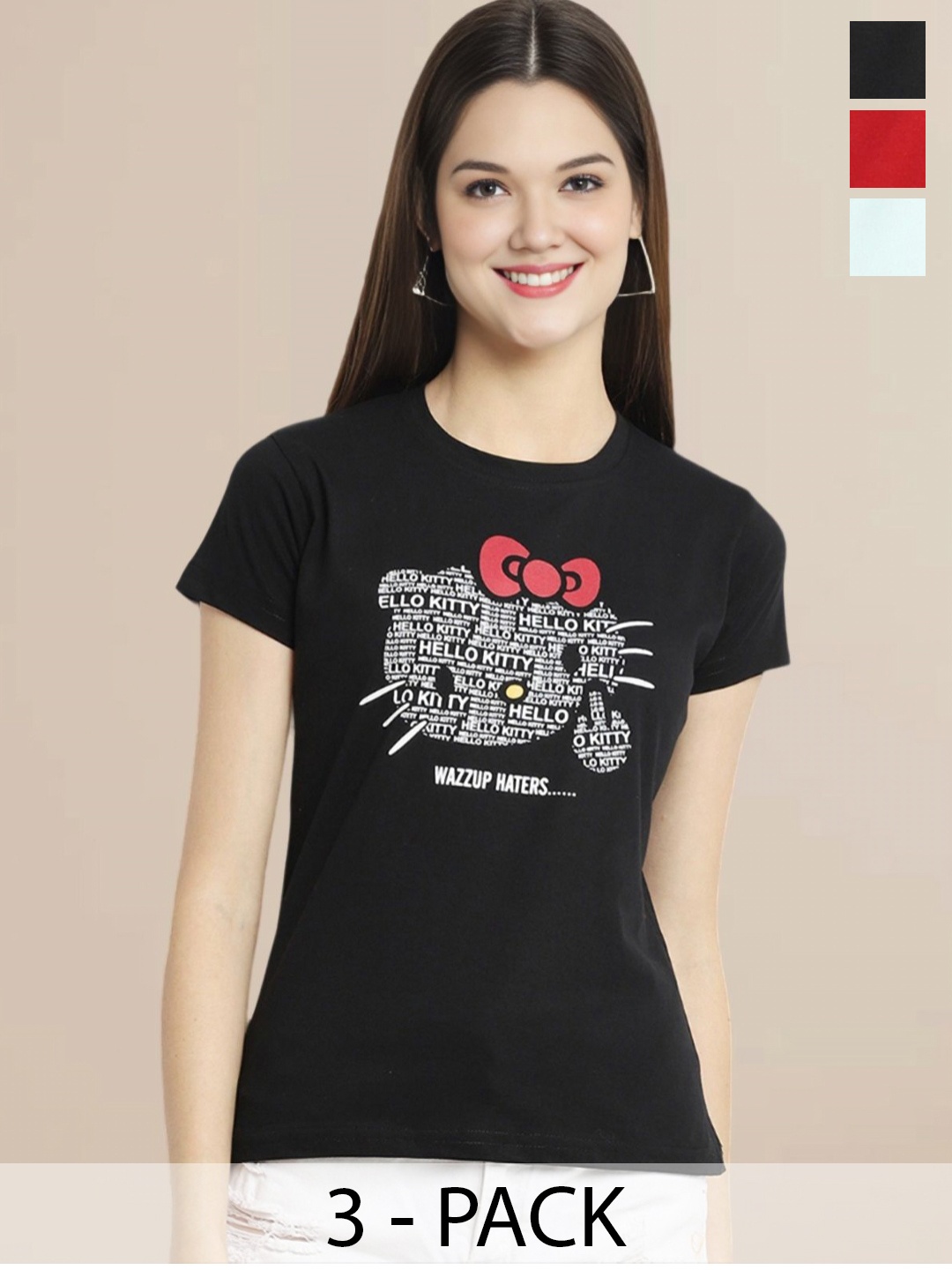 Metronaut Pack of 3 Typography Printed T-shirt, Multi
