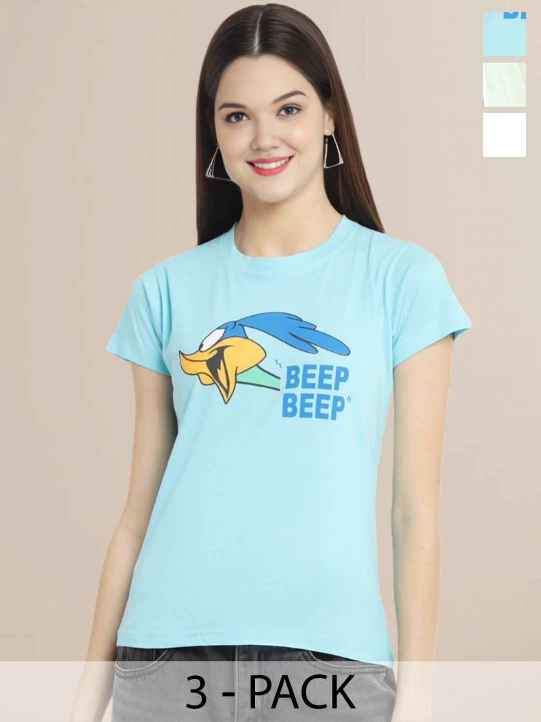 

Metronaut Set of 3 Women Printed T-shirt, Multi