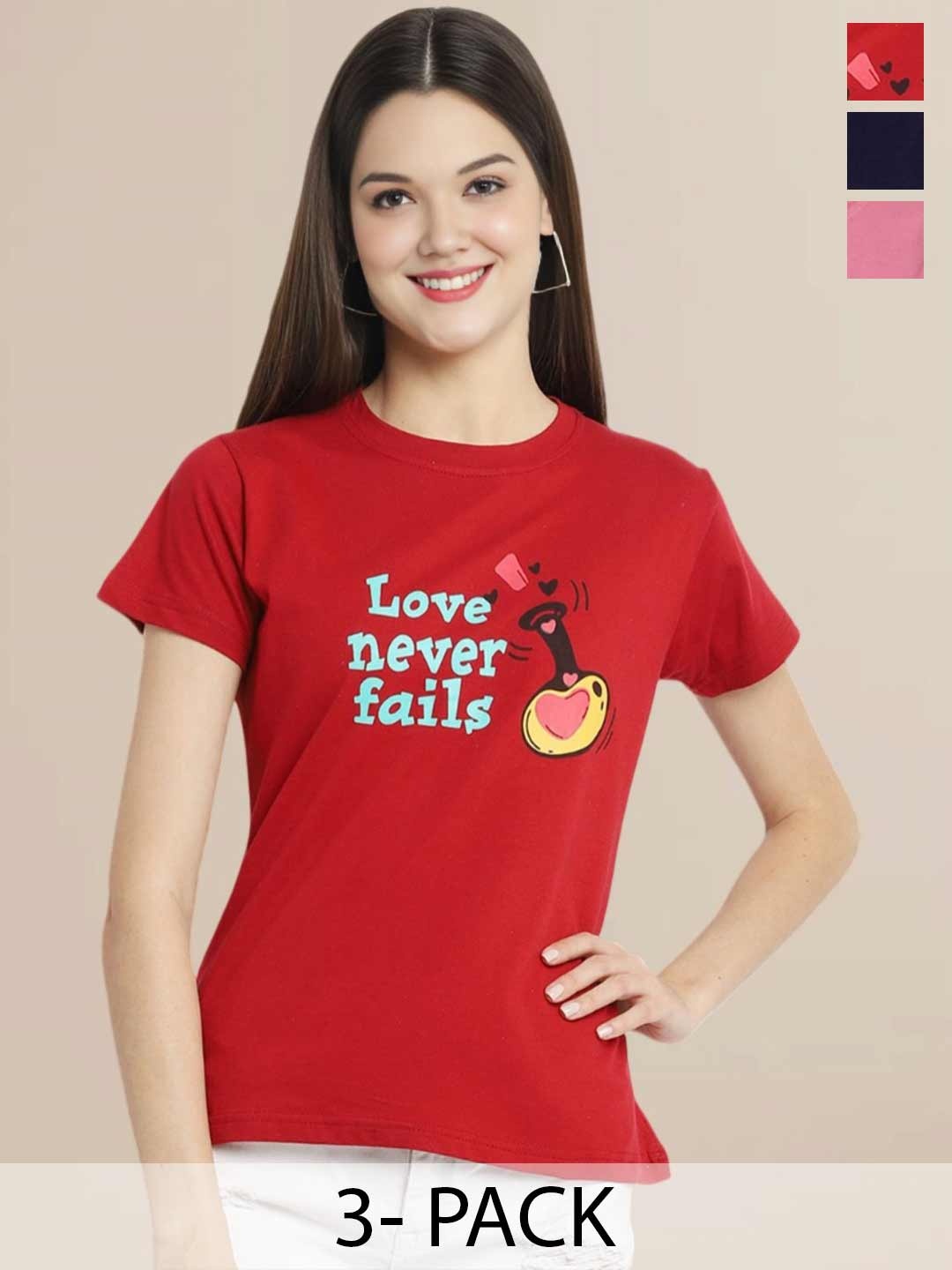 

Metronaut Women Set of 3 Printed T-shirts, Multi
