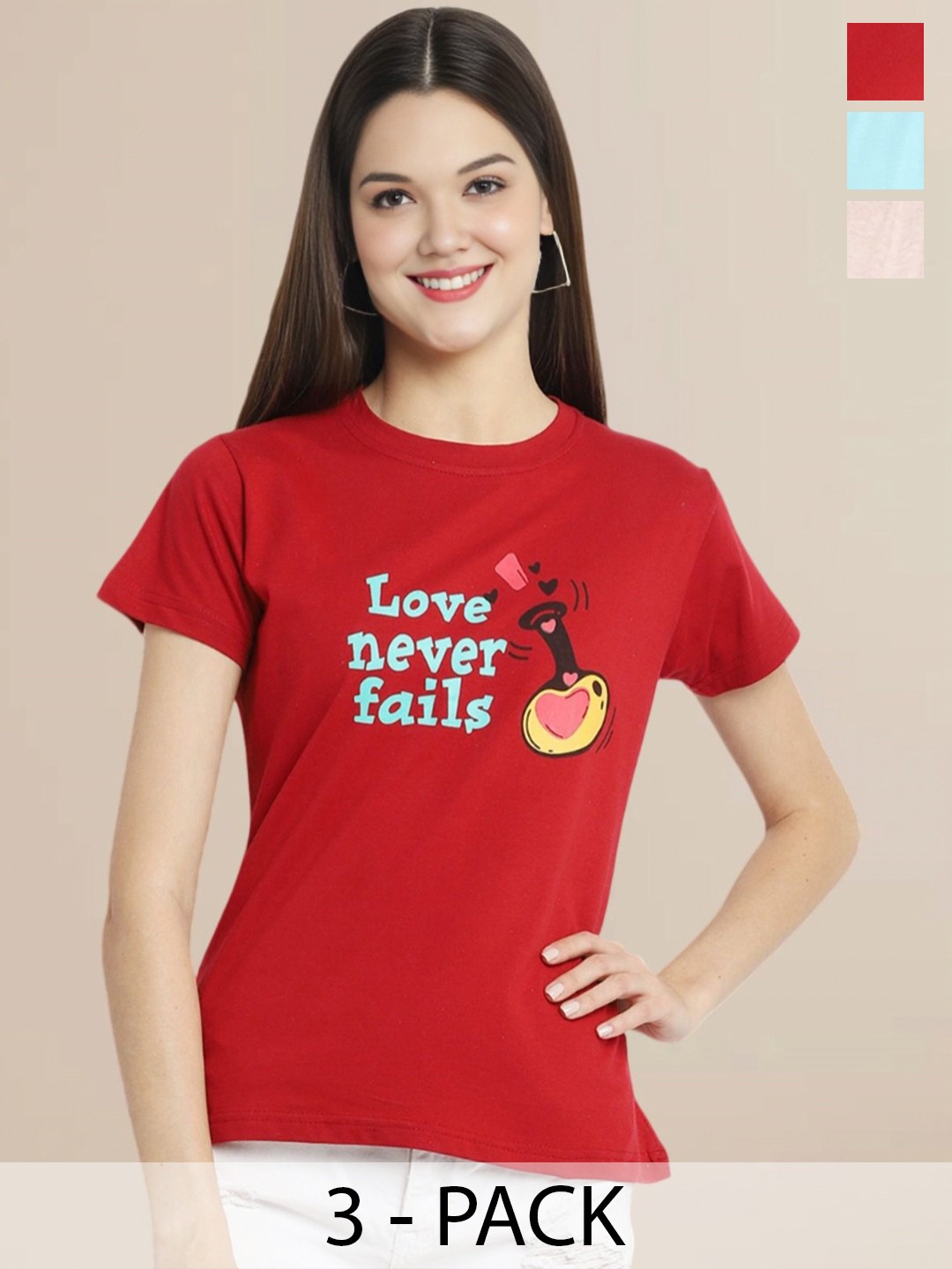 

Metronaut Women Set of 3 Printed T-shirts, Multi