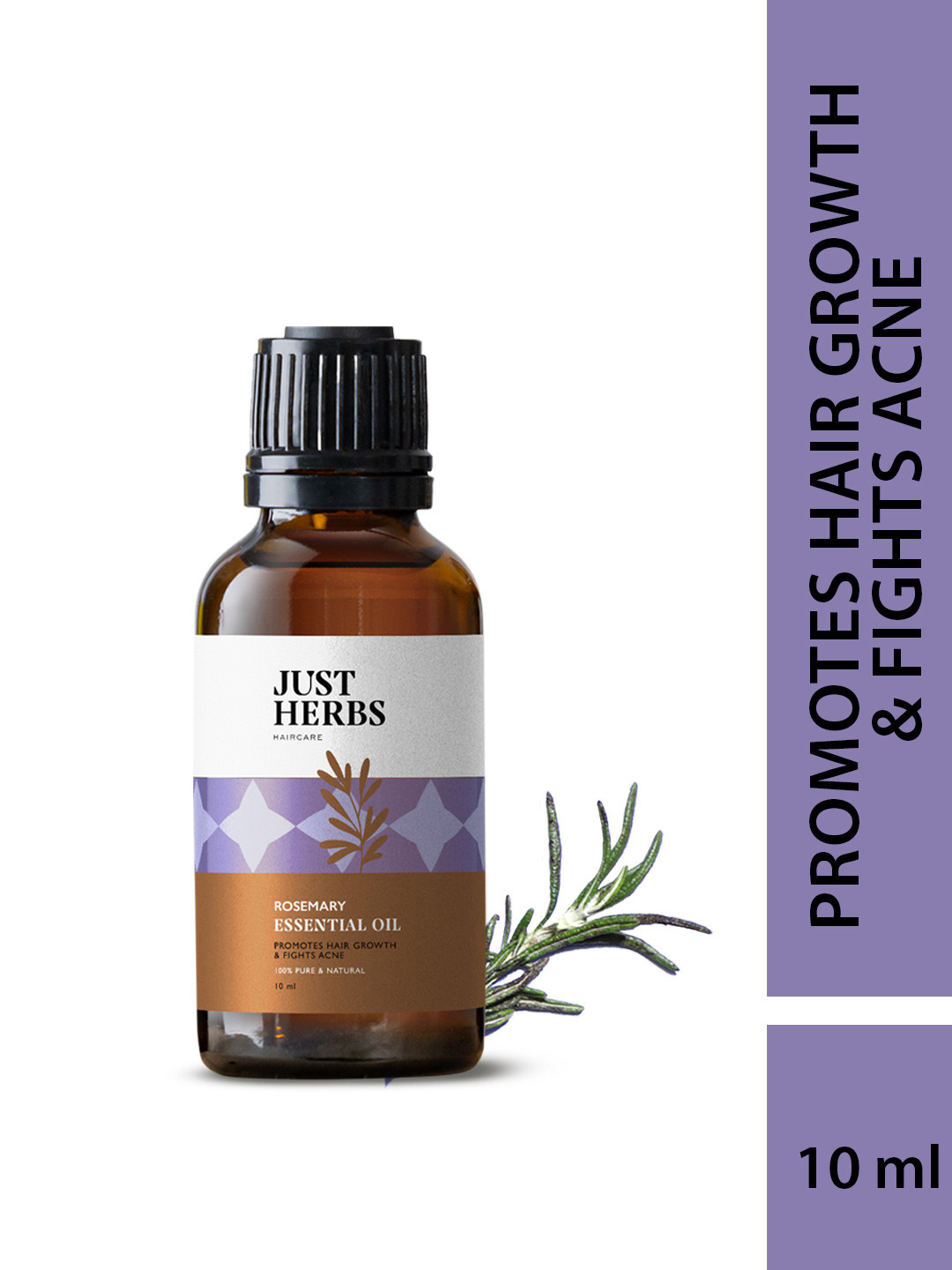 

Just Herbs Rosemary 100% Pure Steam Distilled Essential Oil- 10 ml, White