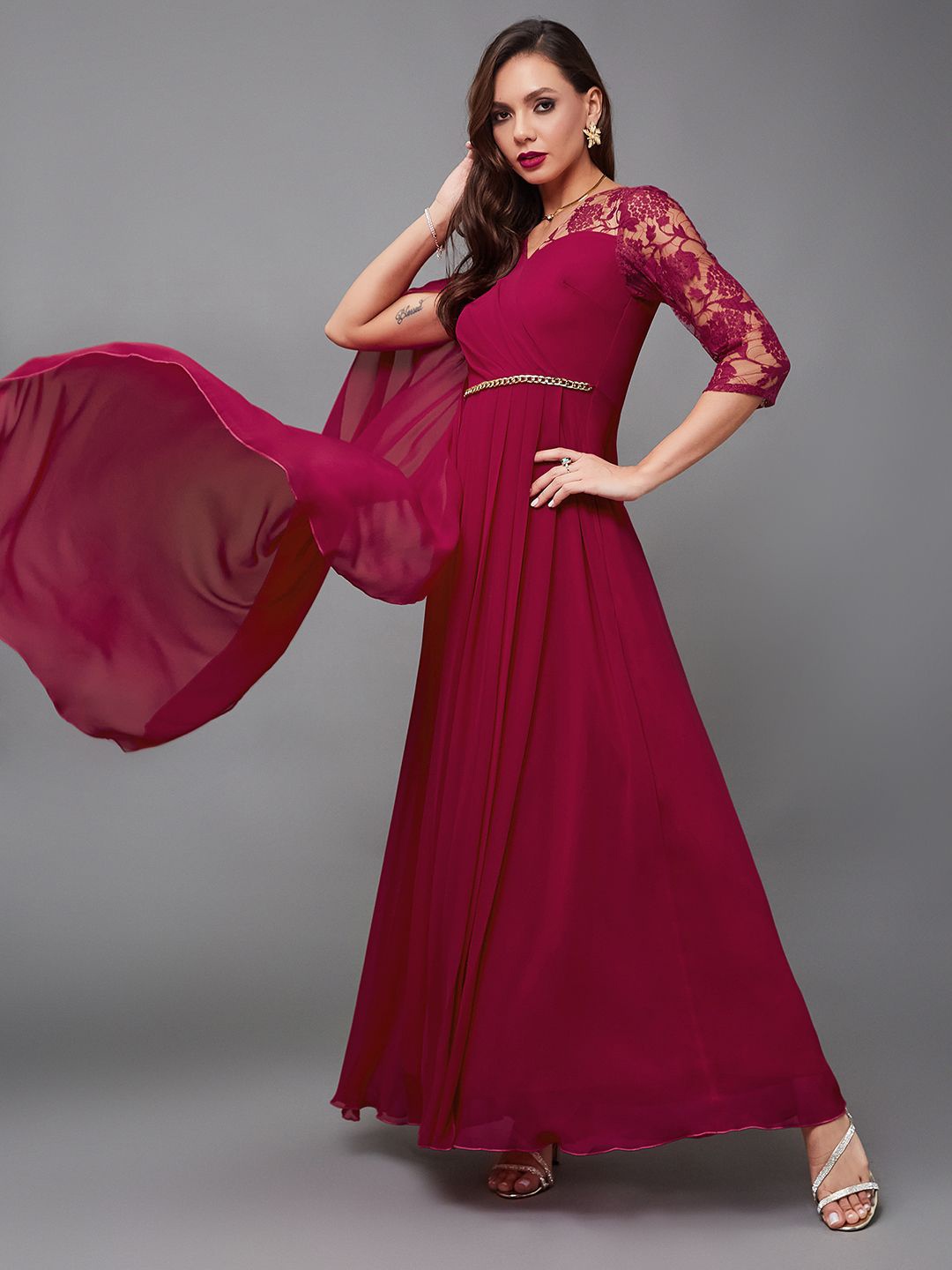 

Miss Chase Women Self Design Maxi Dress, Pink