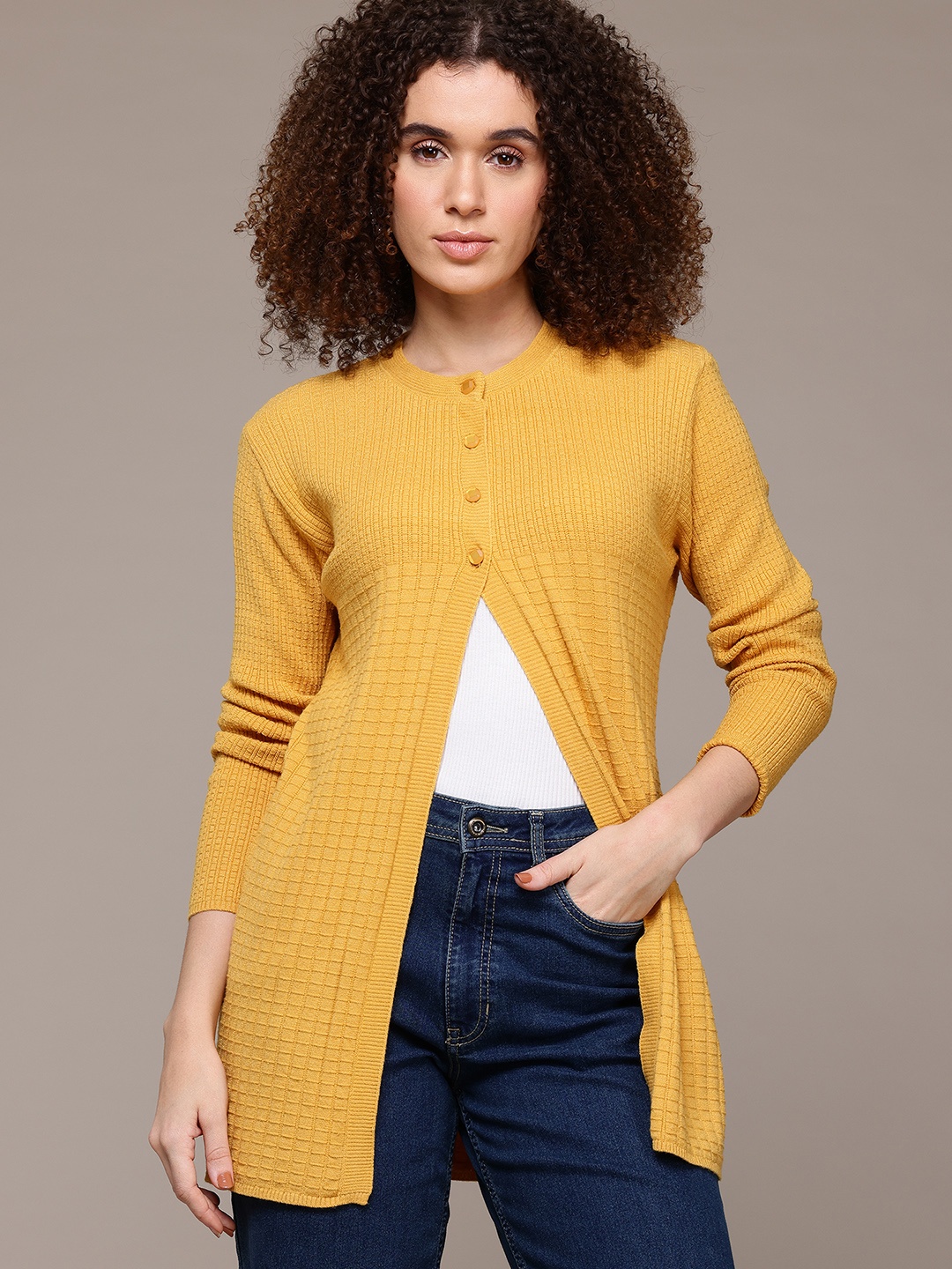 

The Roadster Lifestyle Co. Woollen Longline Cardigan, Yellow