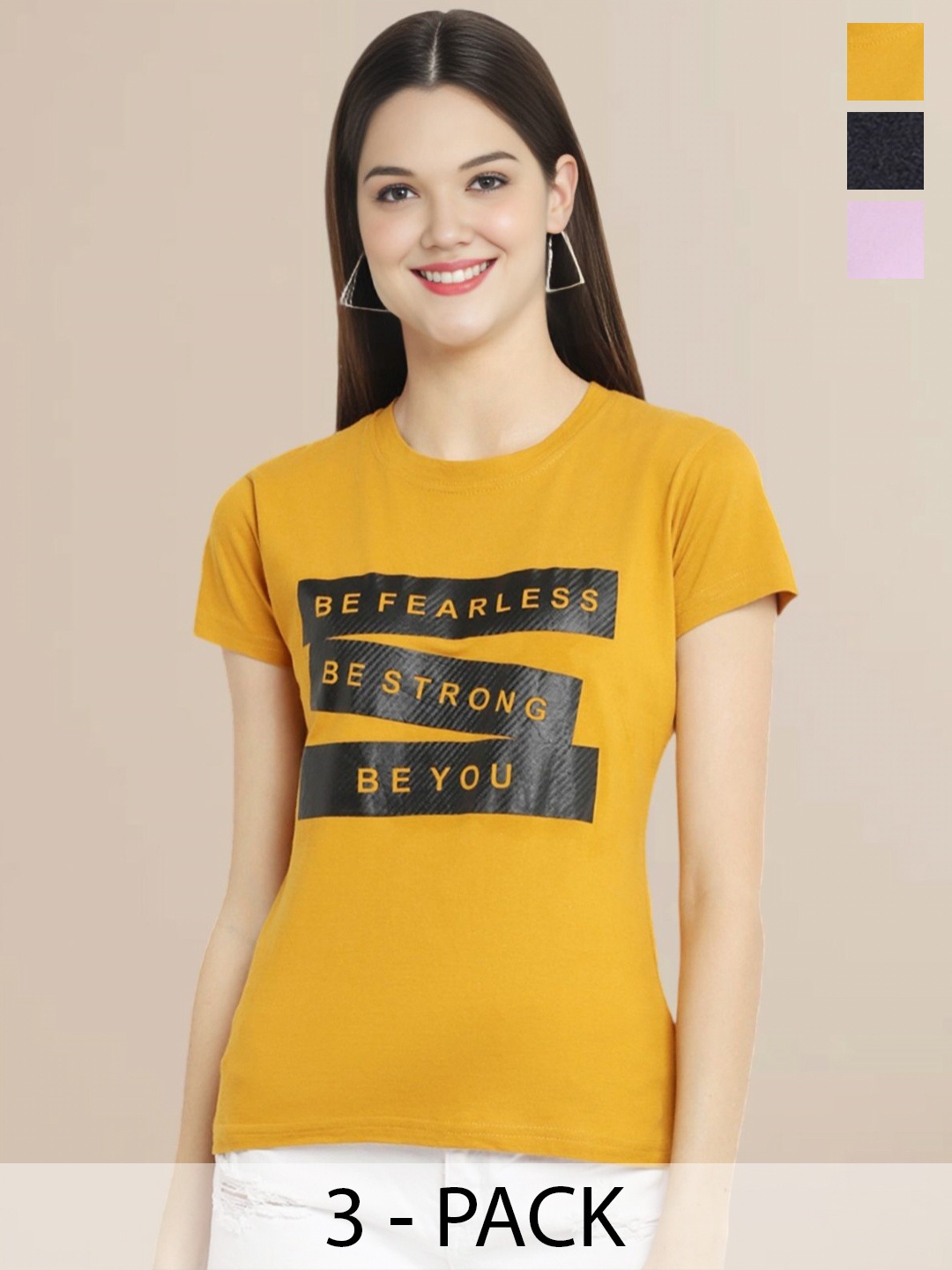 

Metronaut Pack of 3 Printed T-shirt, Mustard
