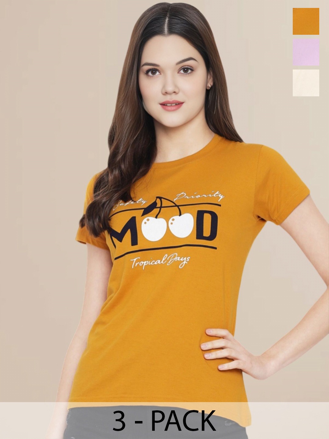 

Metronaut Women Set of 3 Printed T-shirts, Multi