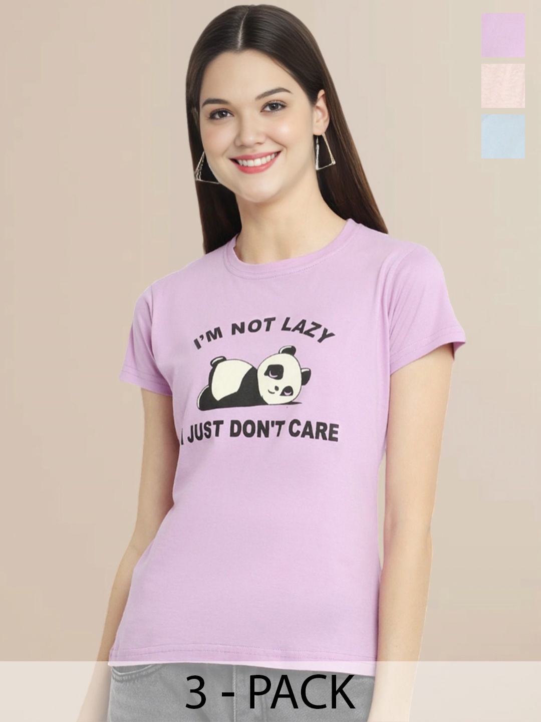 

Metronaut Pack Of 3 Printed T-shirt, Lavender