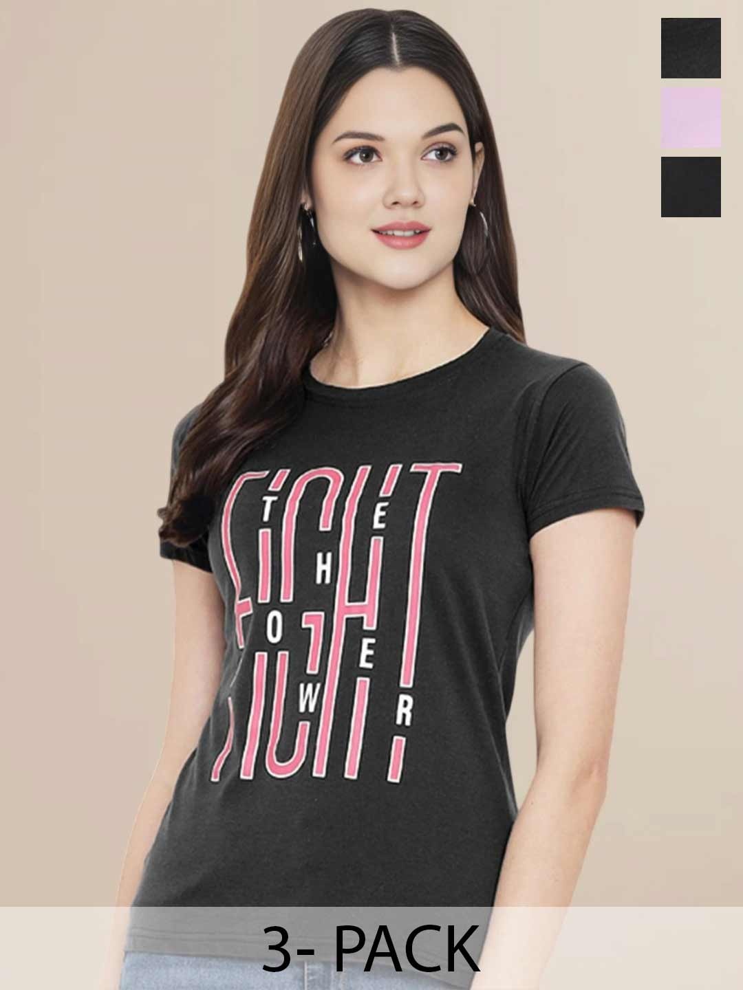 

Metronaut Women Set of 3 Printed T-shirts, Multi