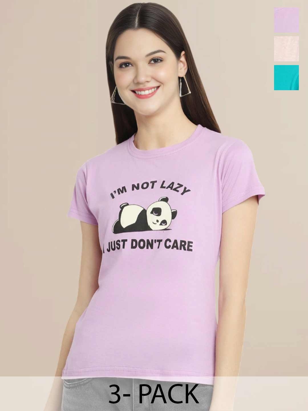 

Metronaut Pack Of 3 Printed T-shirt, Lavender