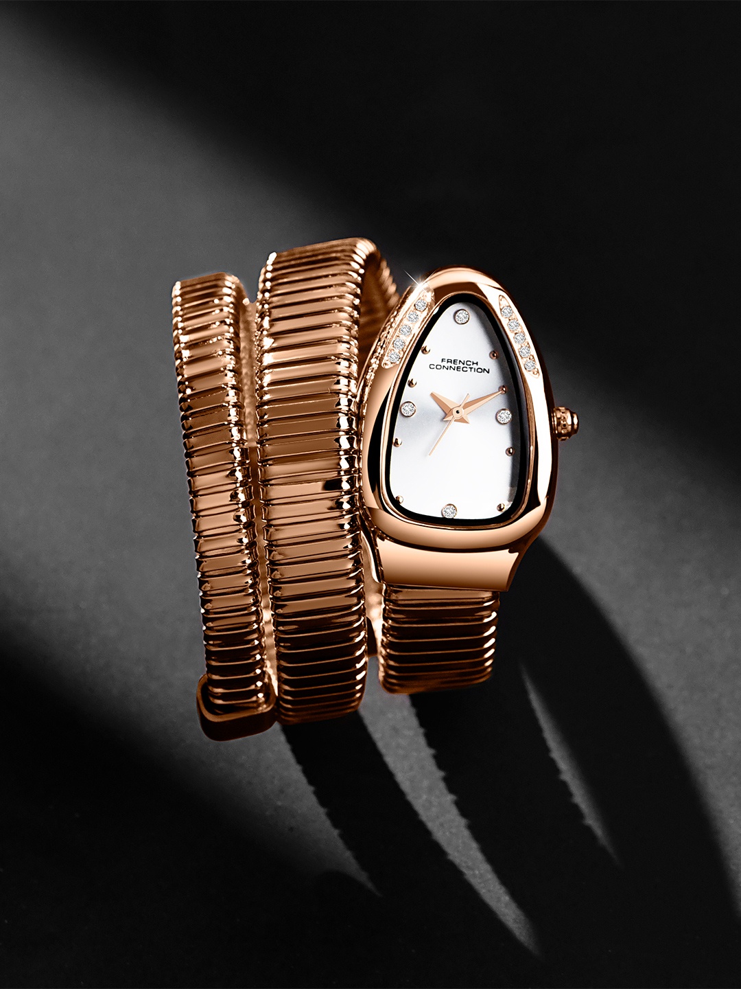 

French Connection Women Embellished Dial Bracelet Style Straps Analogue Watch FCN0110SRGM, Copper