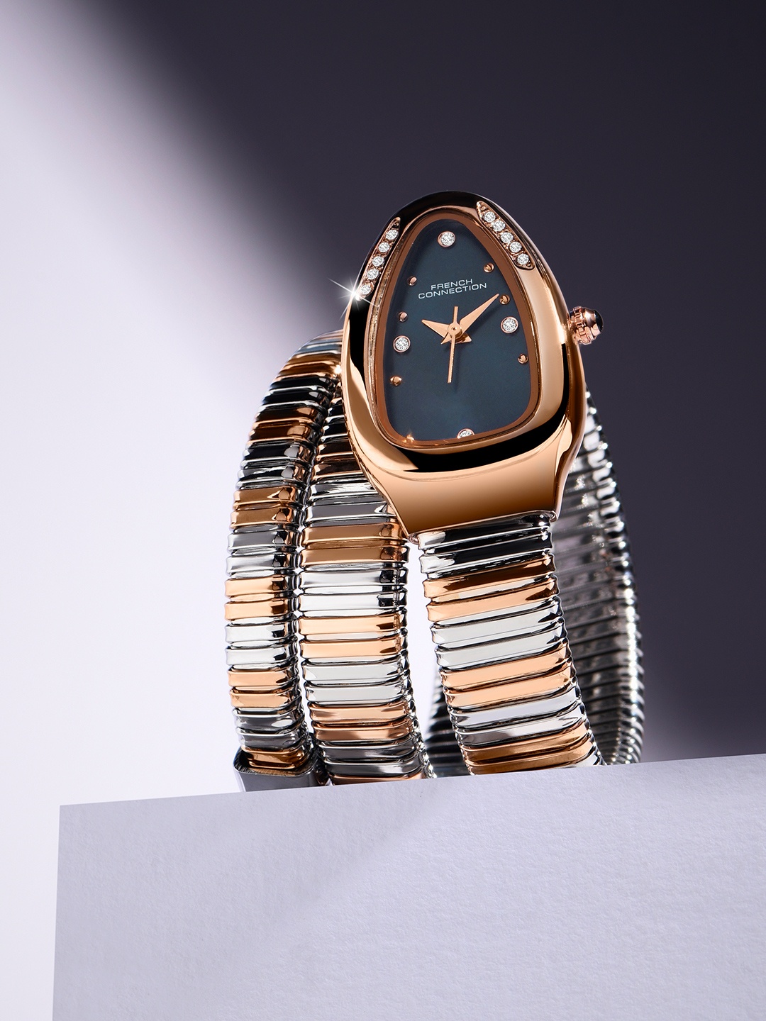 

French Connection Women Dial & Stainless Steel Bracelet Style Straps Watch FCN0110URTM, Blue