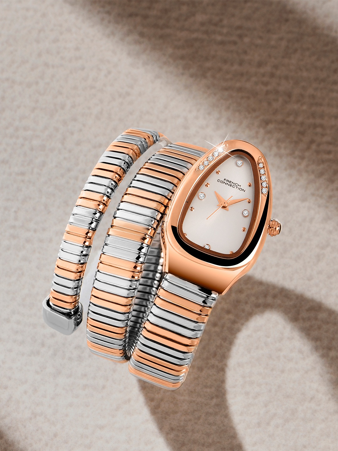 

French Connection WomenEmbellished Dial & Bracelet Style Straps Analogue Watch FCN0110SRTM, Silver