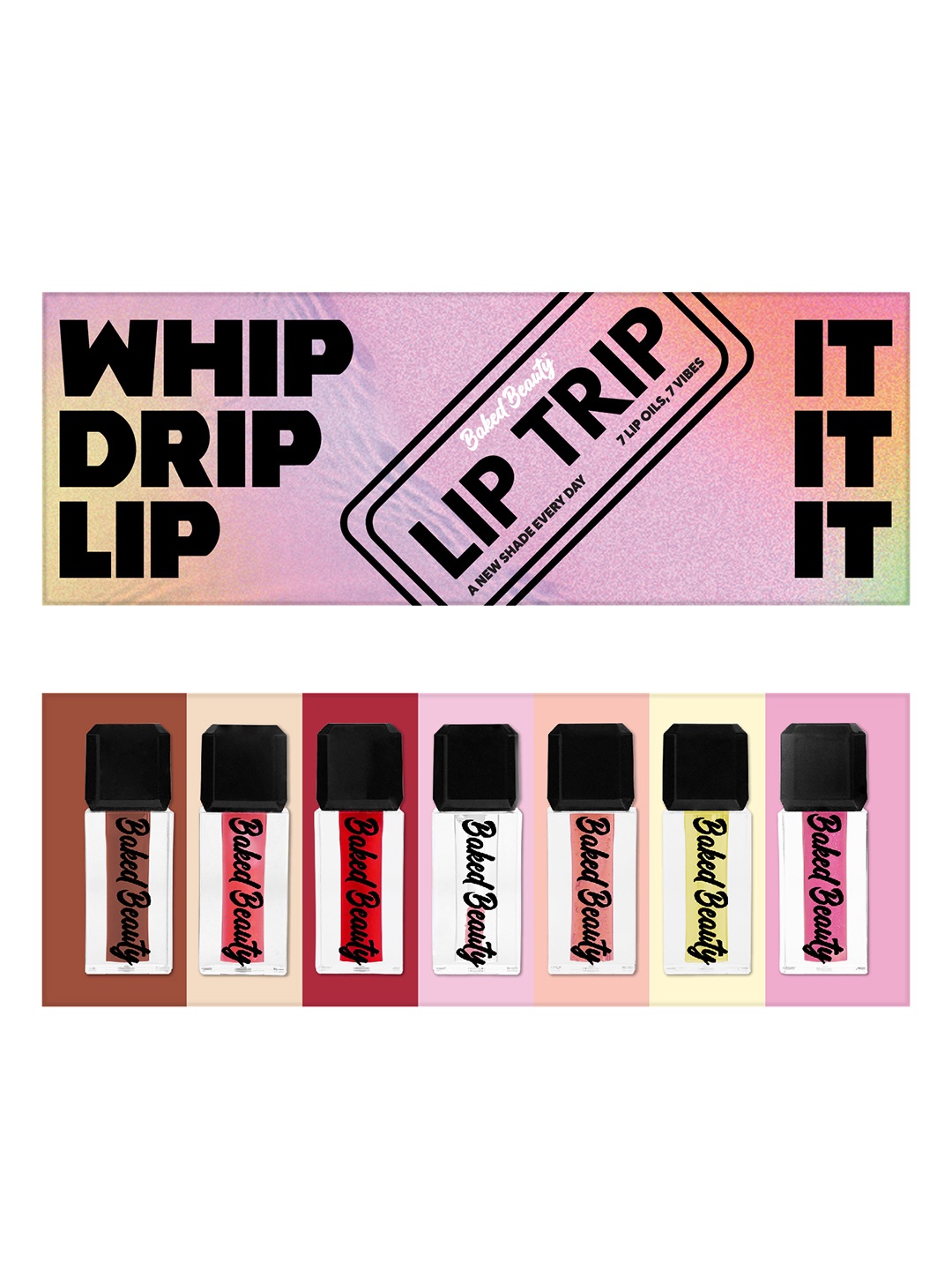 

Baked Beauty Set Of 7 Lip Trip Lip Oils - 2.5 ml Each, Pink