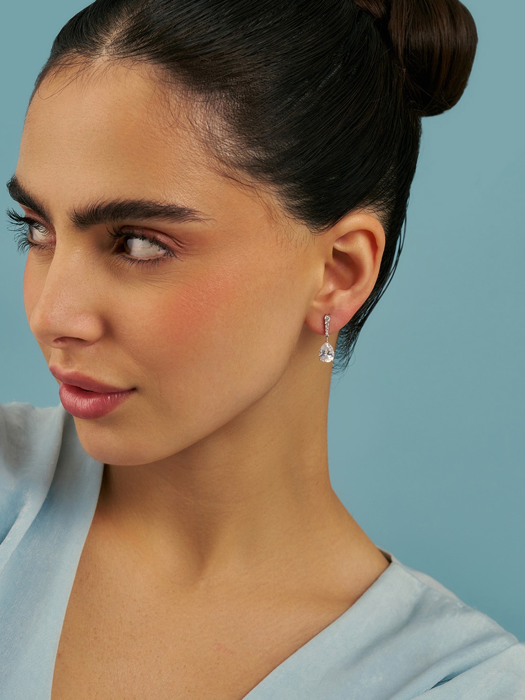 

Kushal's Fashion Jewellery Sterling Silver Zircon Rhodium-Plated Drop Earrings